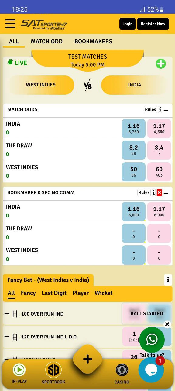 At Satsport247 app bet on cricket.