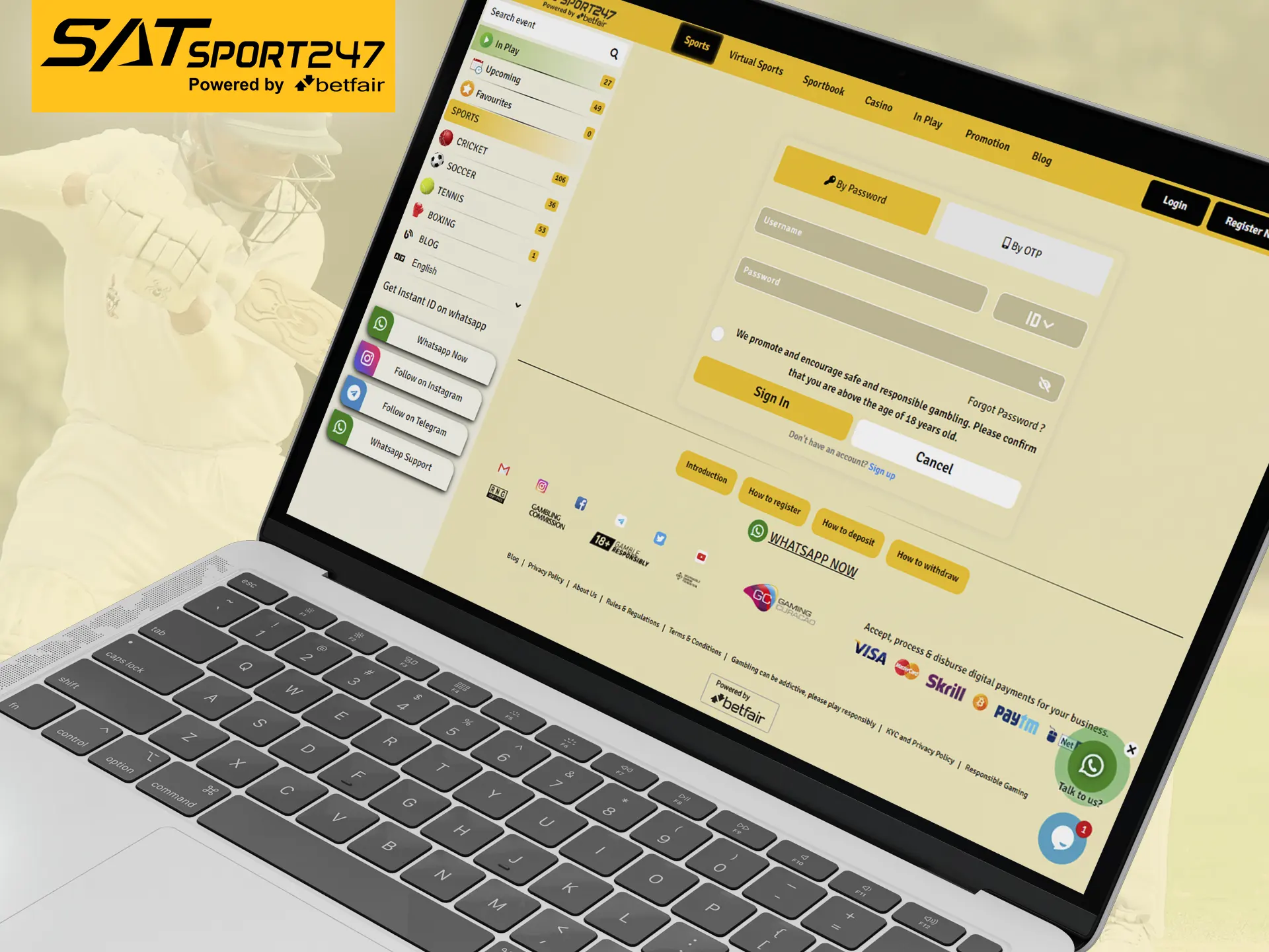 Log in to your Satsport247 account to access all features.