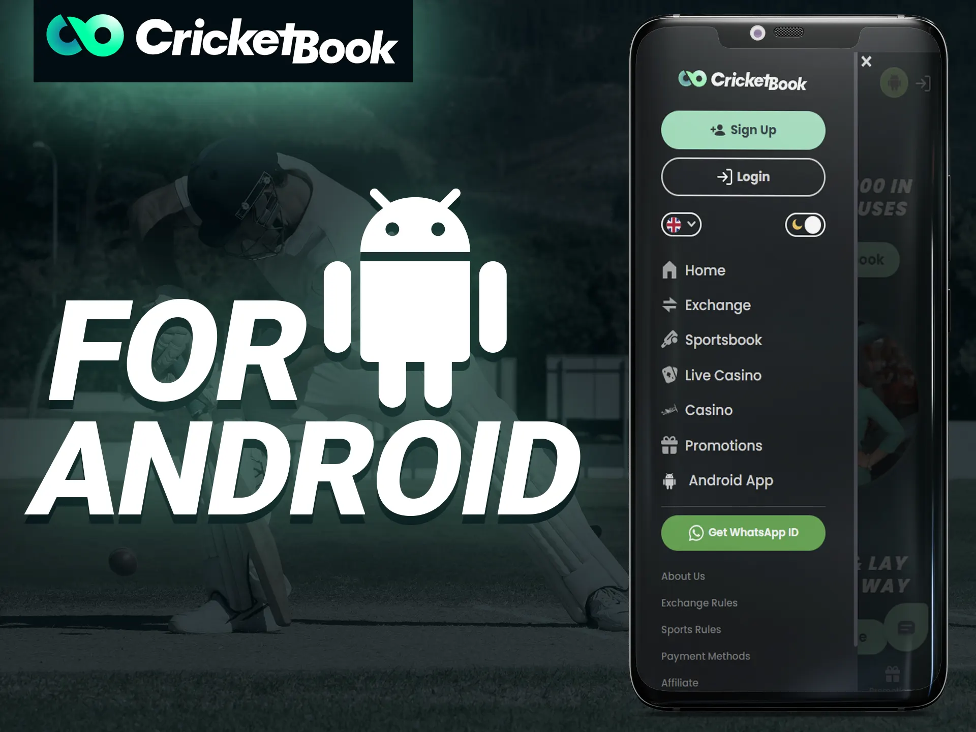 Download and install the Cricketbook mobile app.