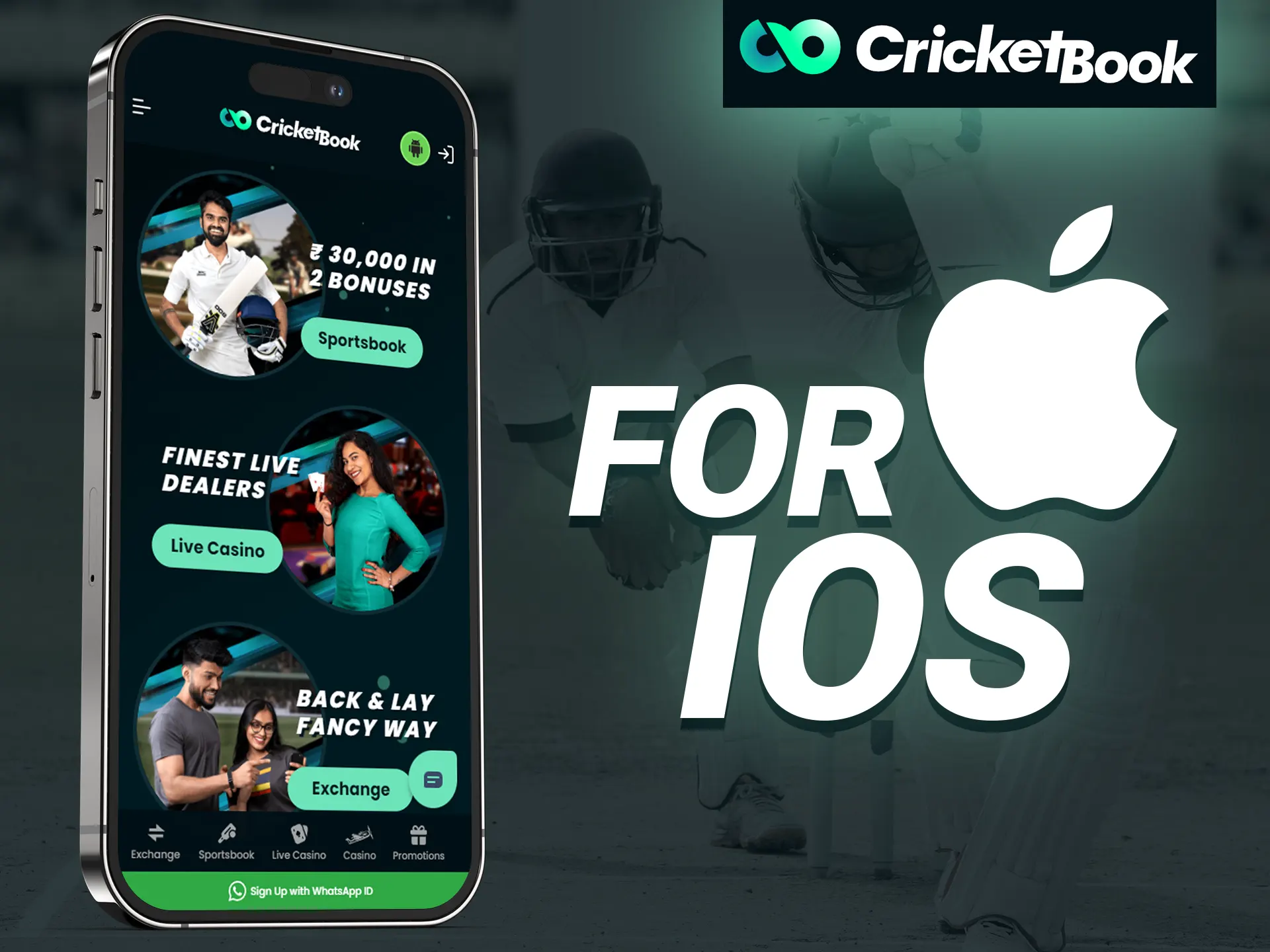 Bet and play on the Cricketbook website using your iOS device.