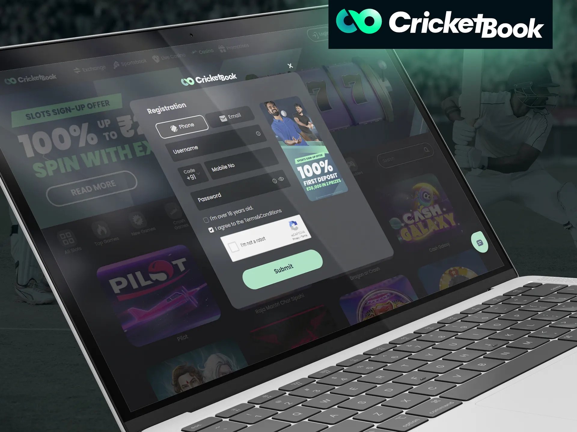 The registration process on Cricketbook is easy and simple.