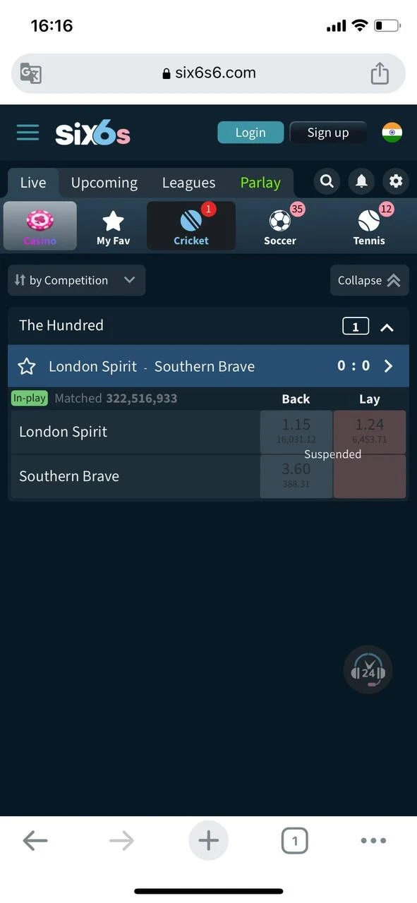 Play and bet on the website or in the Six6s app.
