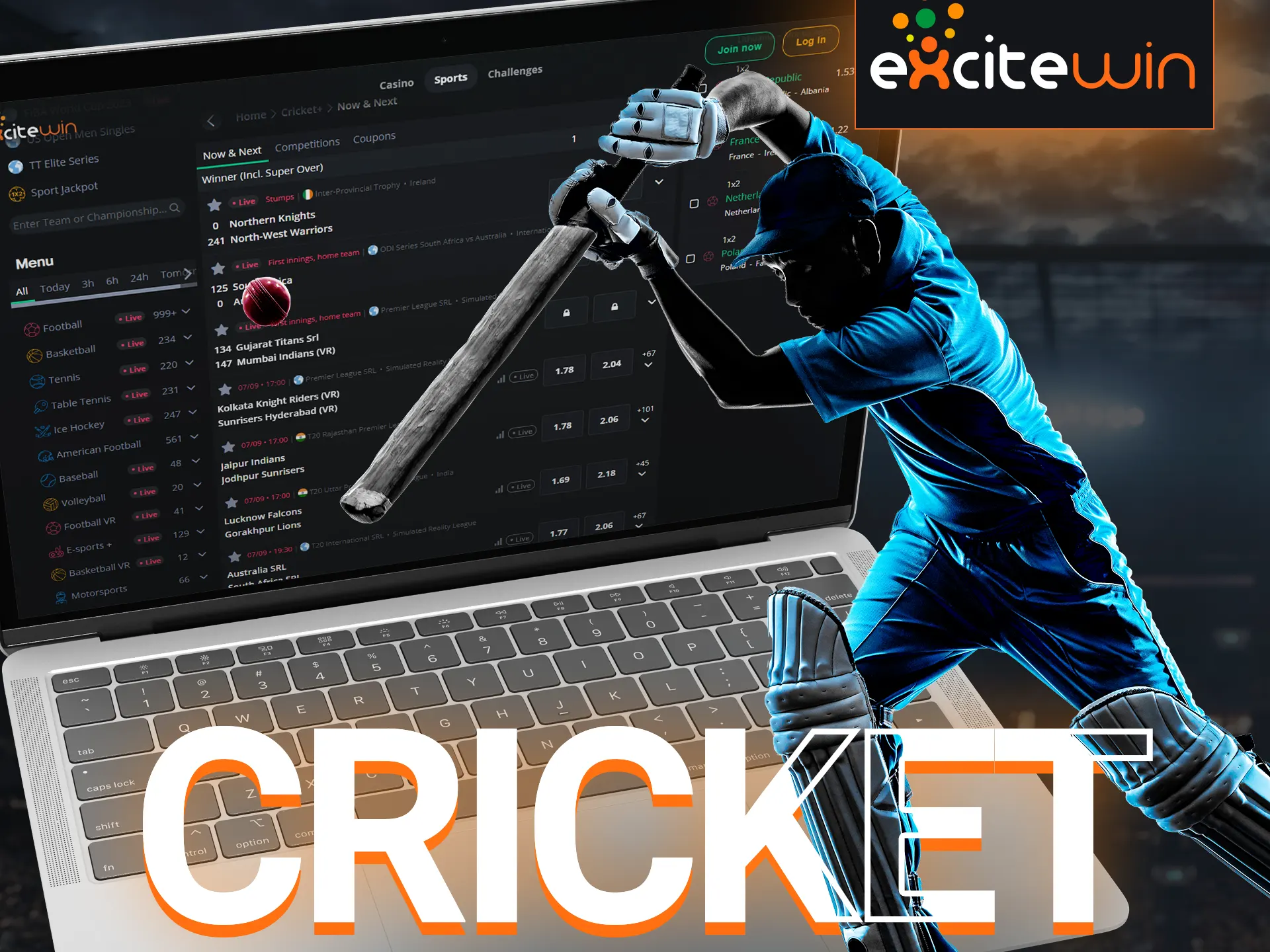 Bet on cricket with Excitewin.