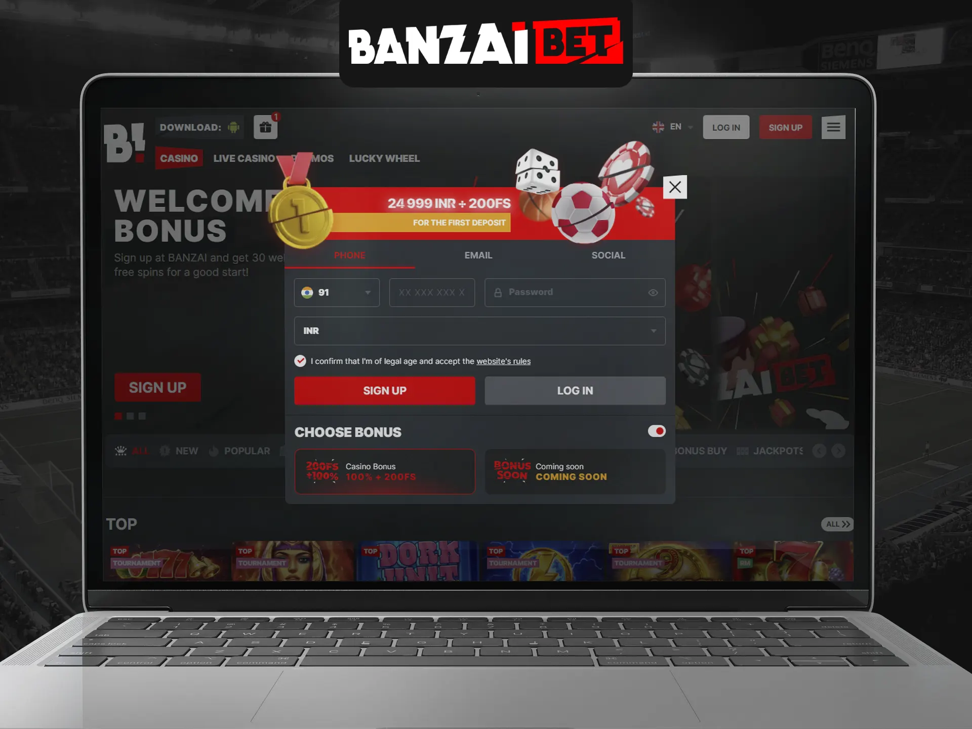 Create an account at Banzai Bet.