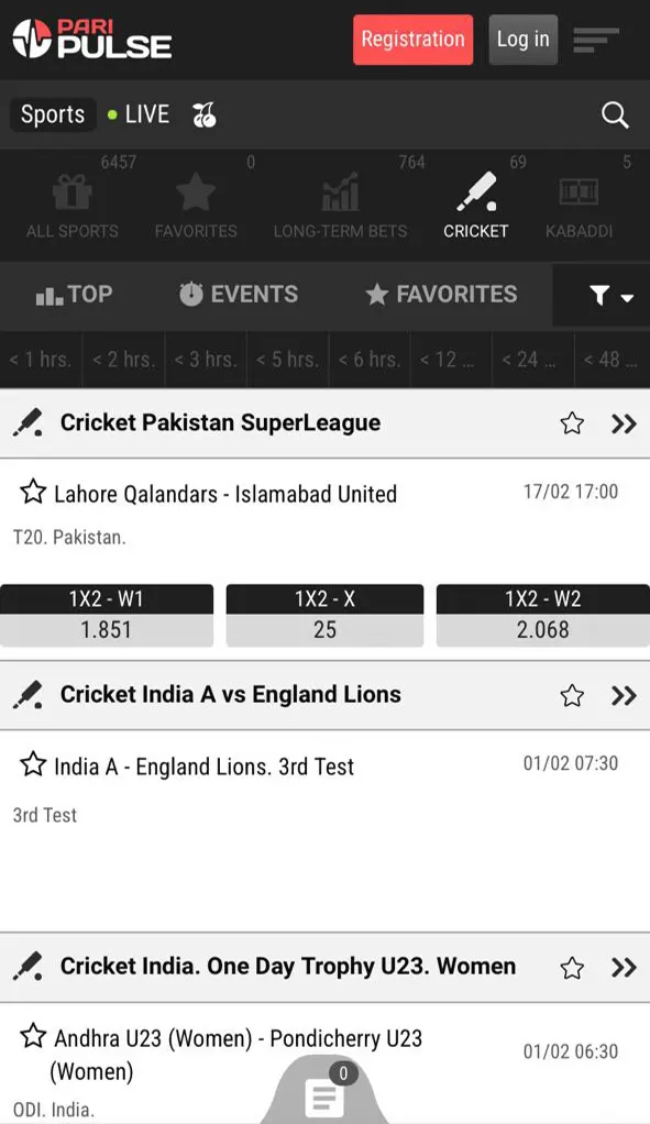 Bet on sports in the PariPulse mobile app.