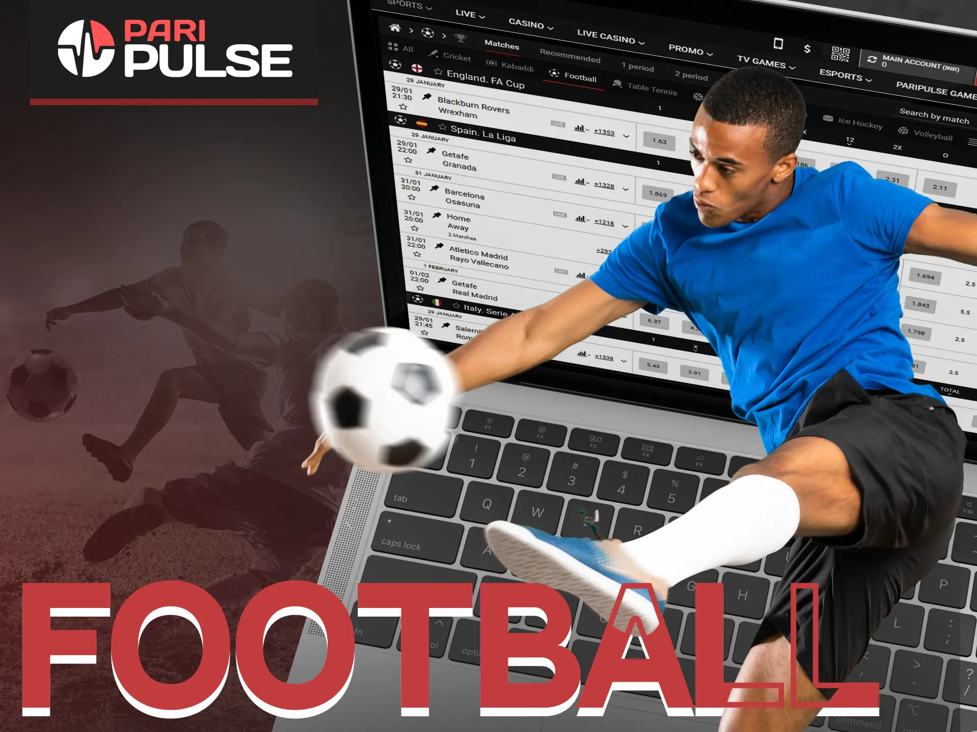 Place bets on football matches on PariPulse.