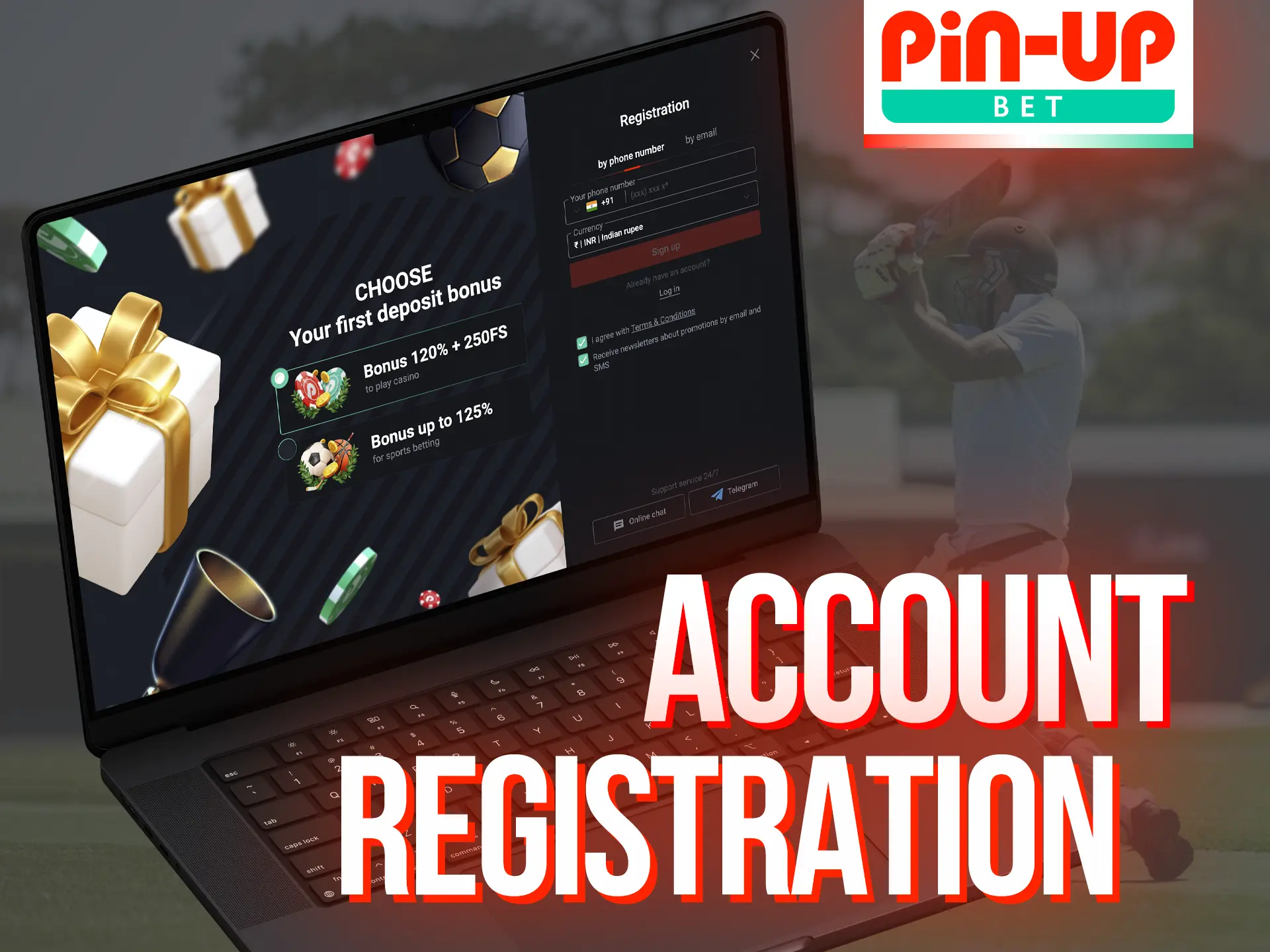 To be able to bet or play casino games, you need to register at Pin-Up.