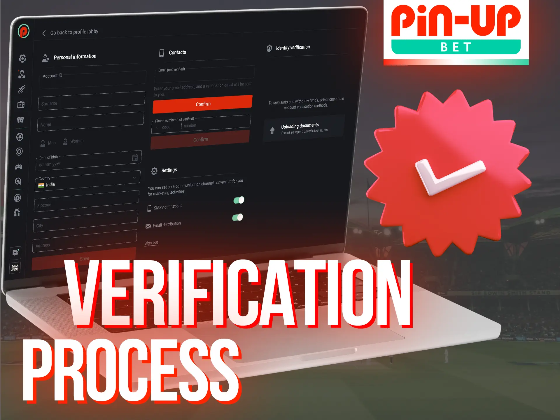 At Pin-Up you will pass a simple verification.