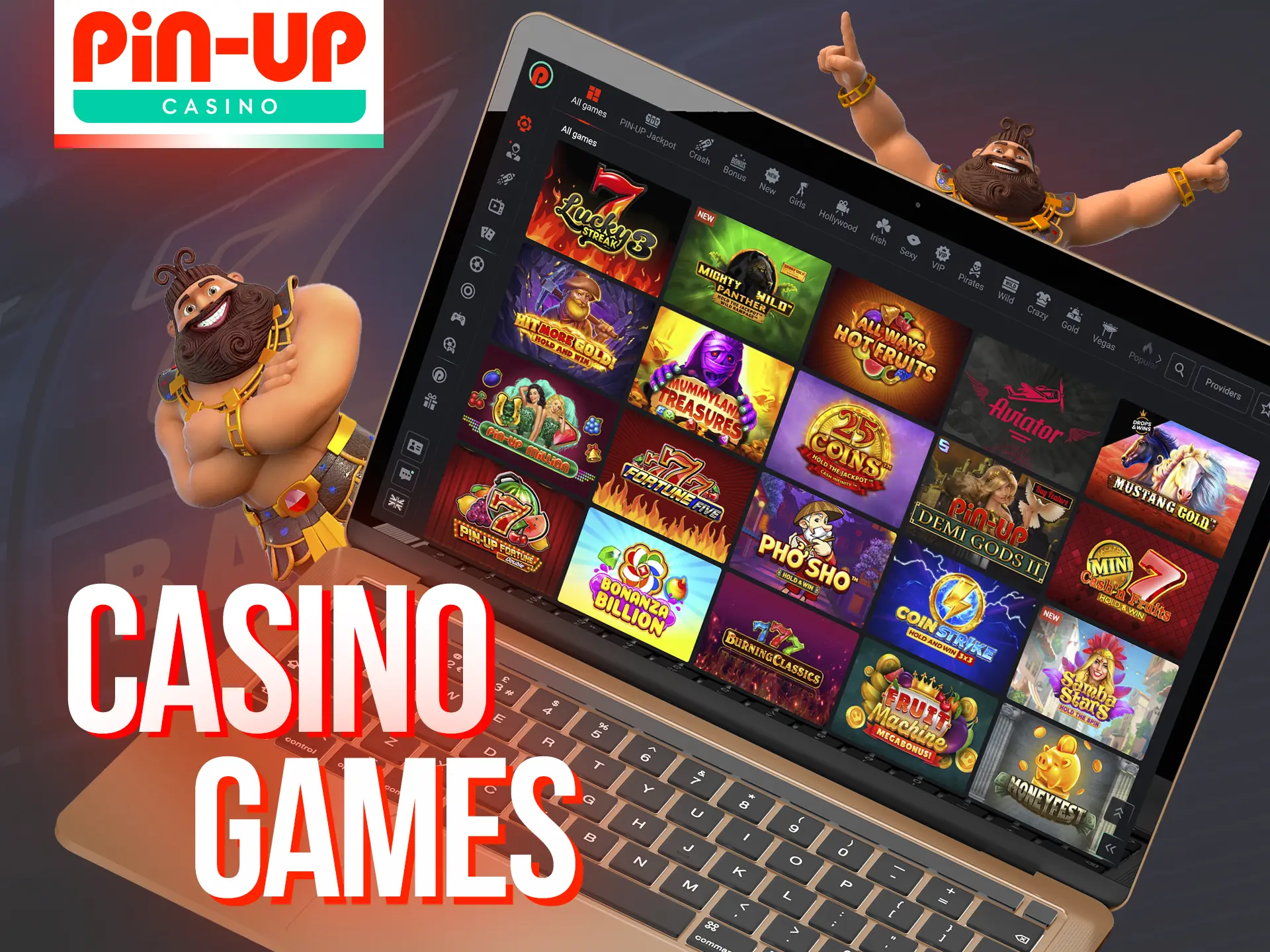 Play a variety of games in the Pin-Up section of the casino.