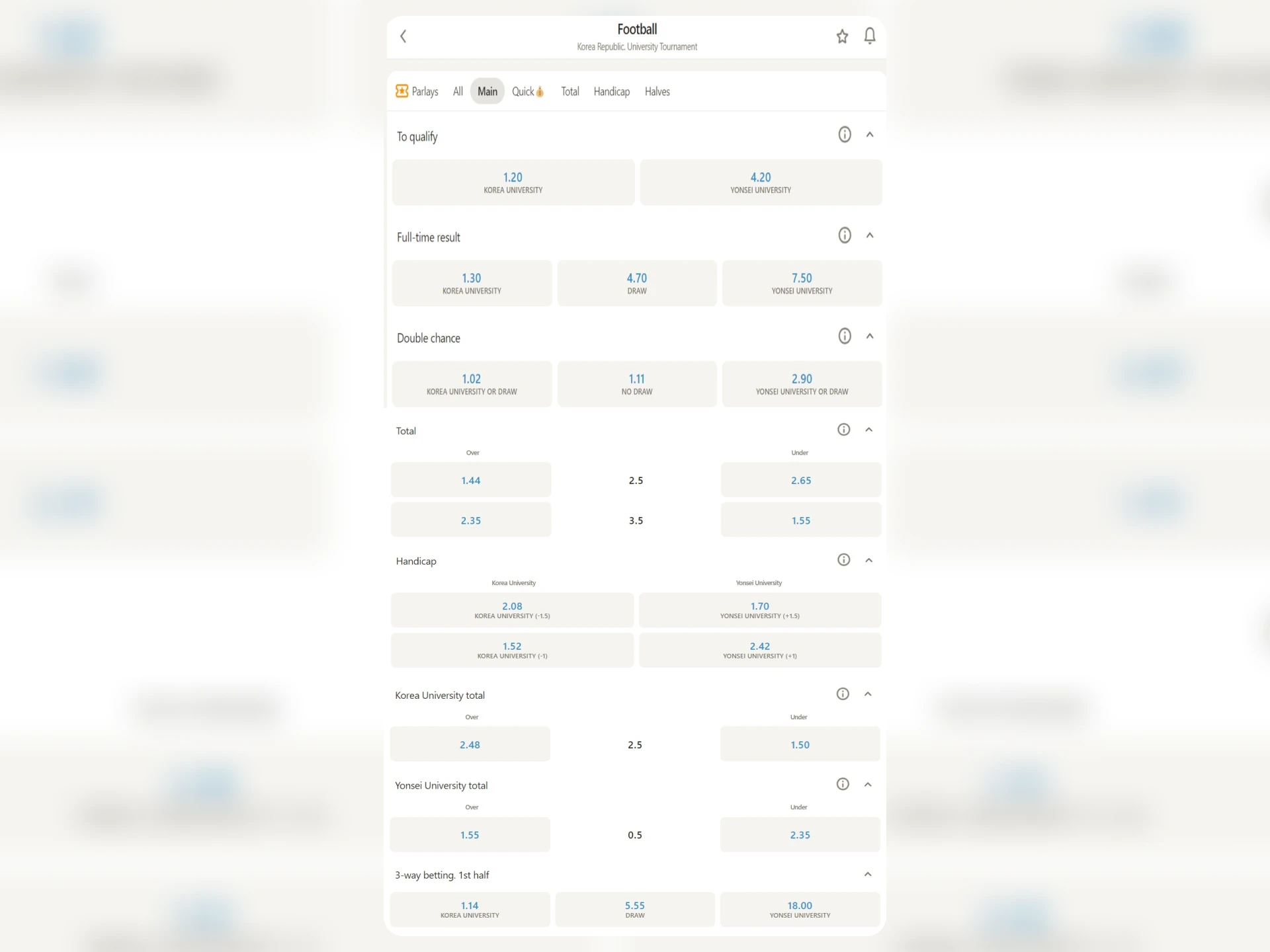 The depth of the betting line is an important criterion when choosing a bookmaker.