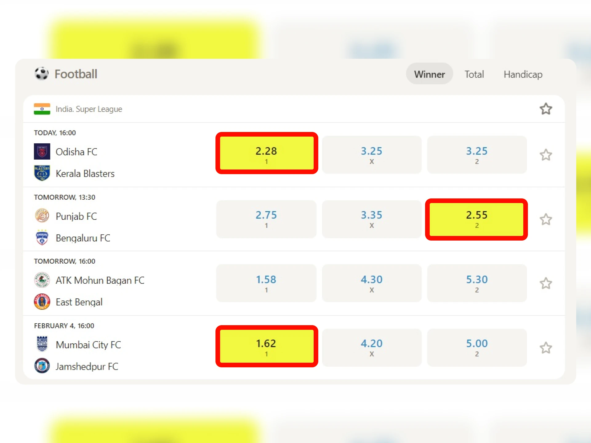 Understand by example how parlay bets on matches are calculated.