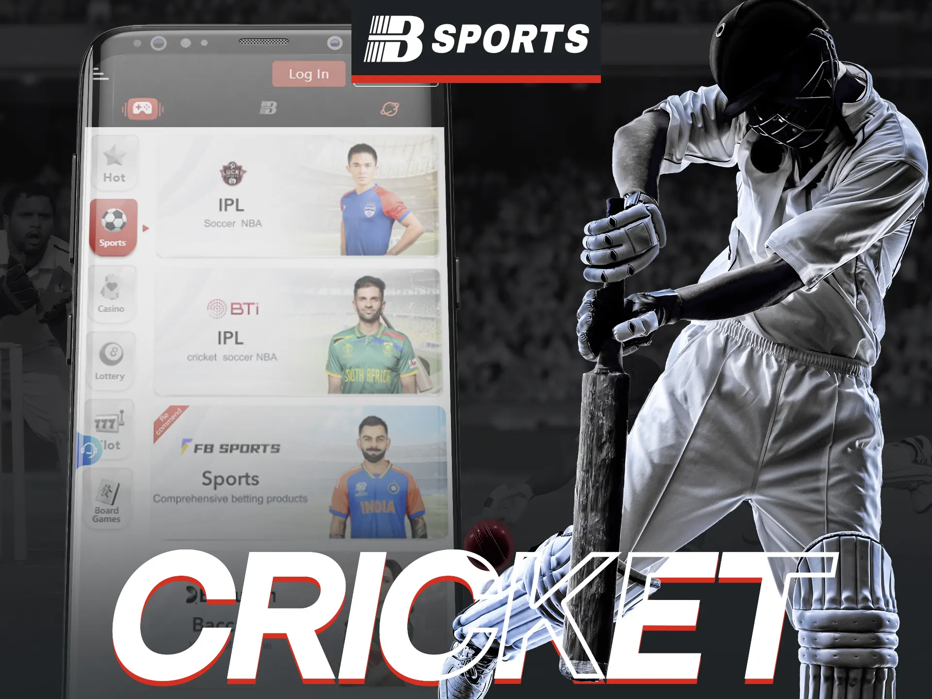 Bsports offers Cricket betting on its mobile app.