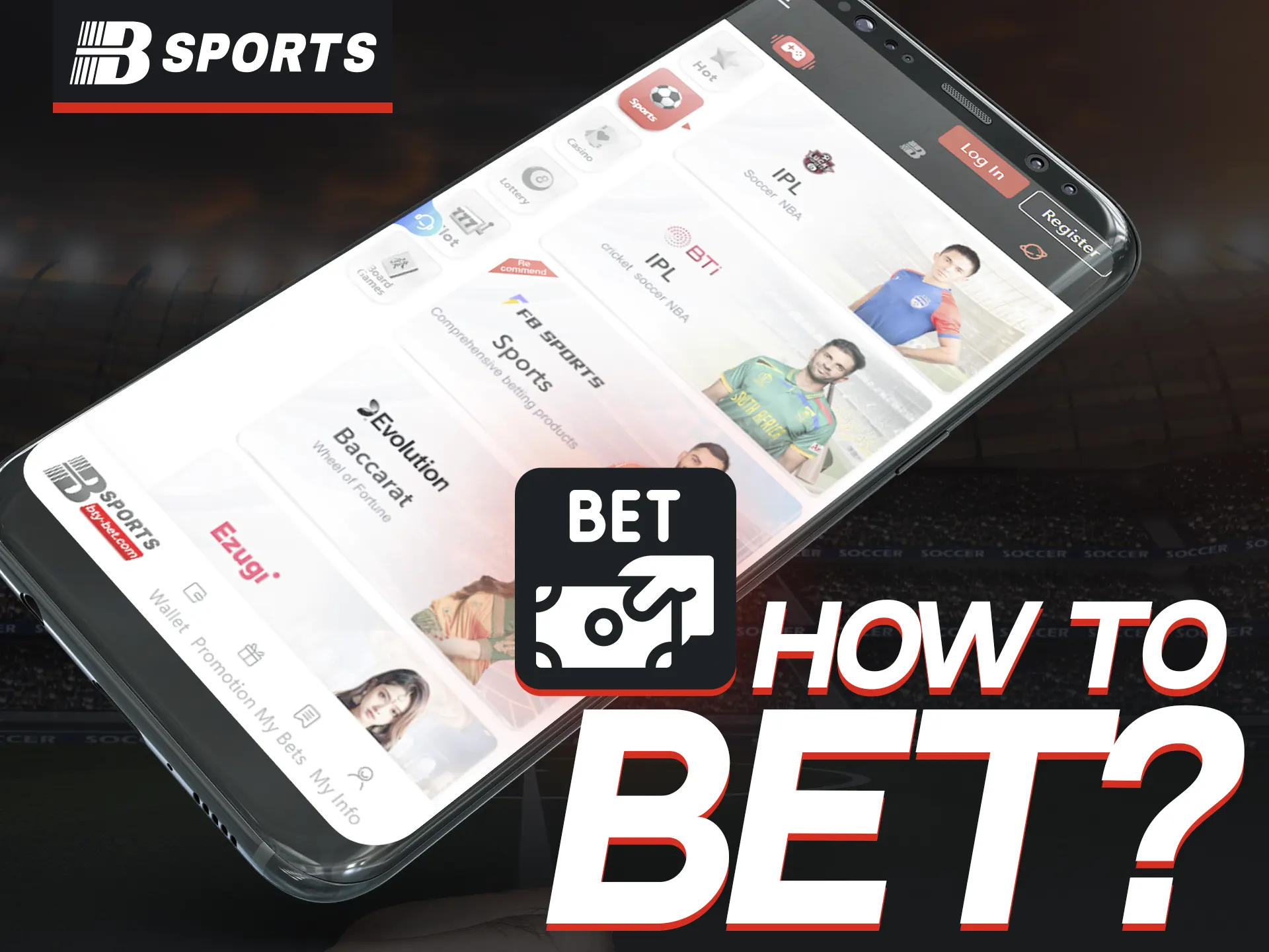 Instructions on how to bet on sporting events in the Bsports app.