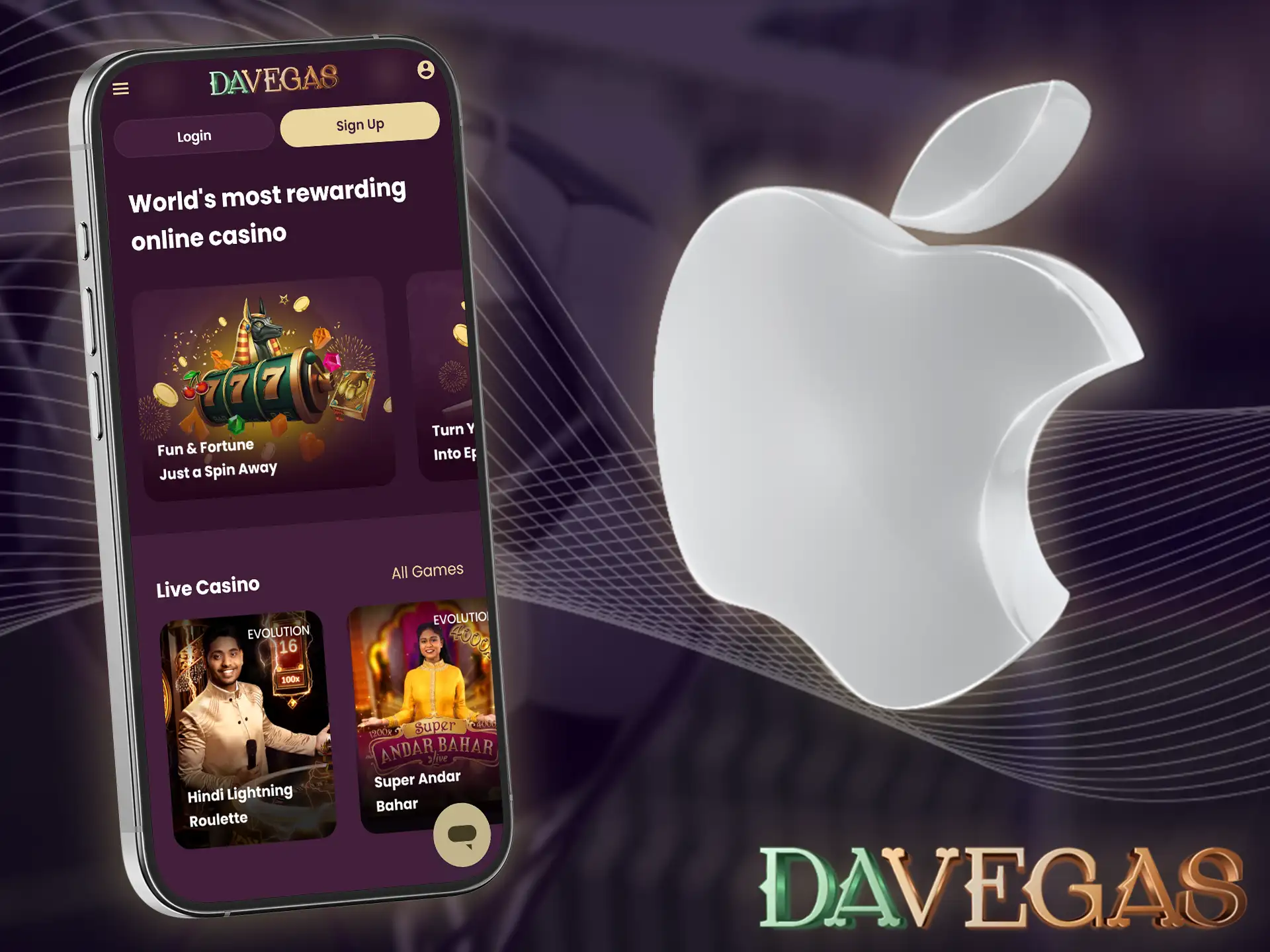 Use Davegas with the iOS mobile app.