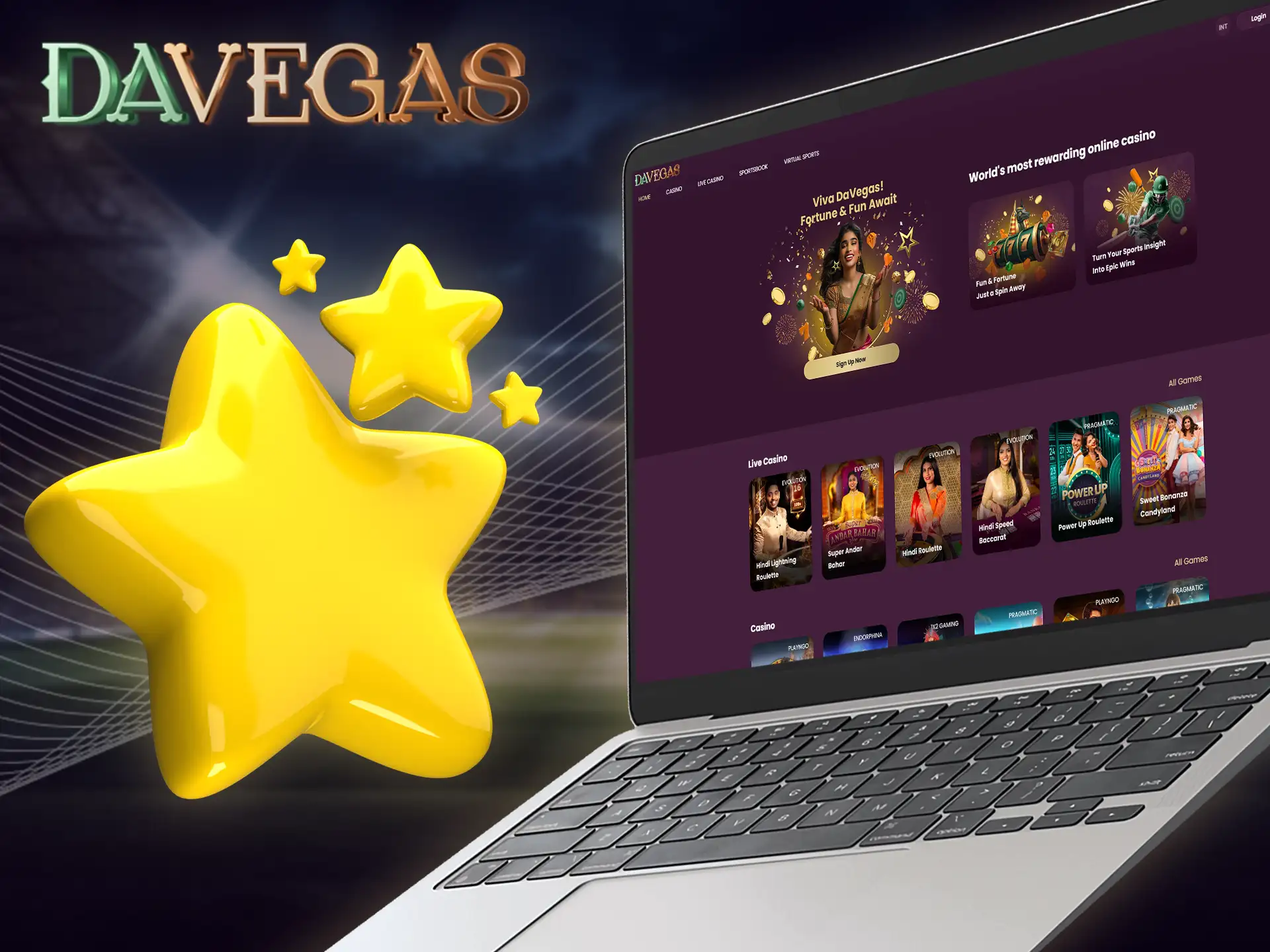 The official Davegas site offers users a user-friendly betting and casino platform.