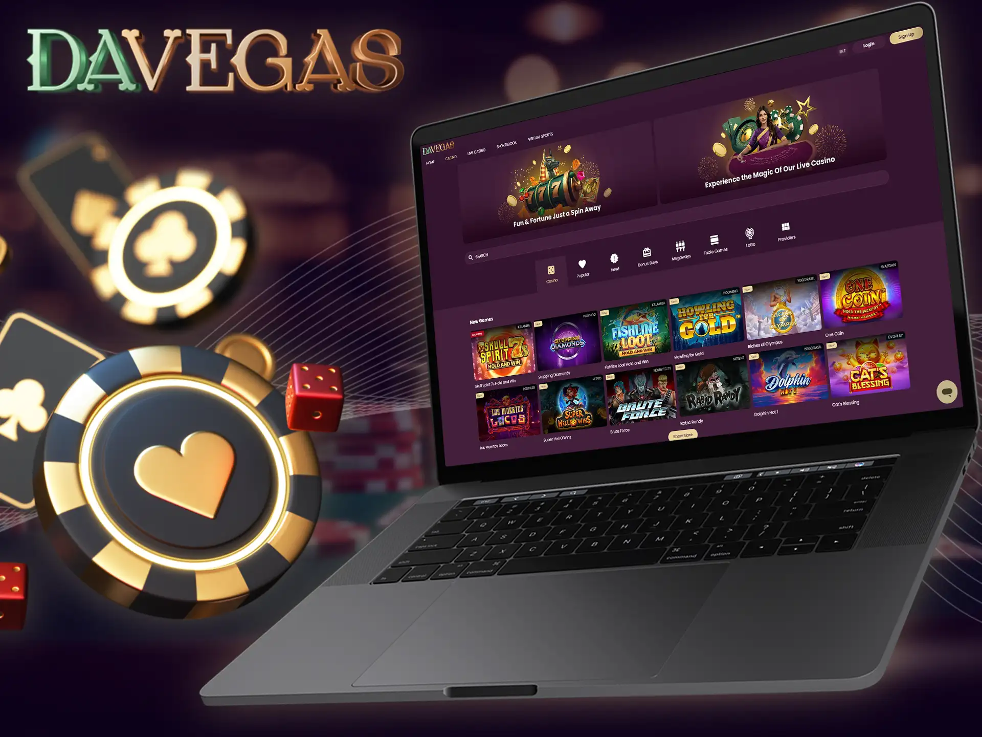 Davegas offers its users games from the most renowned gaming providers.