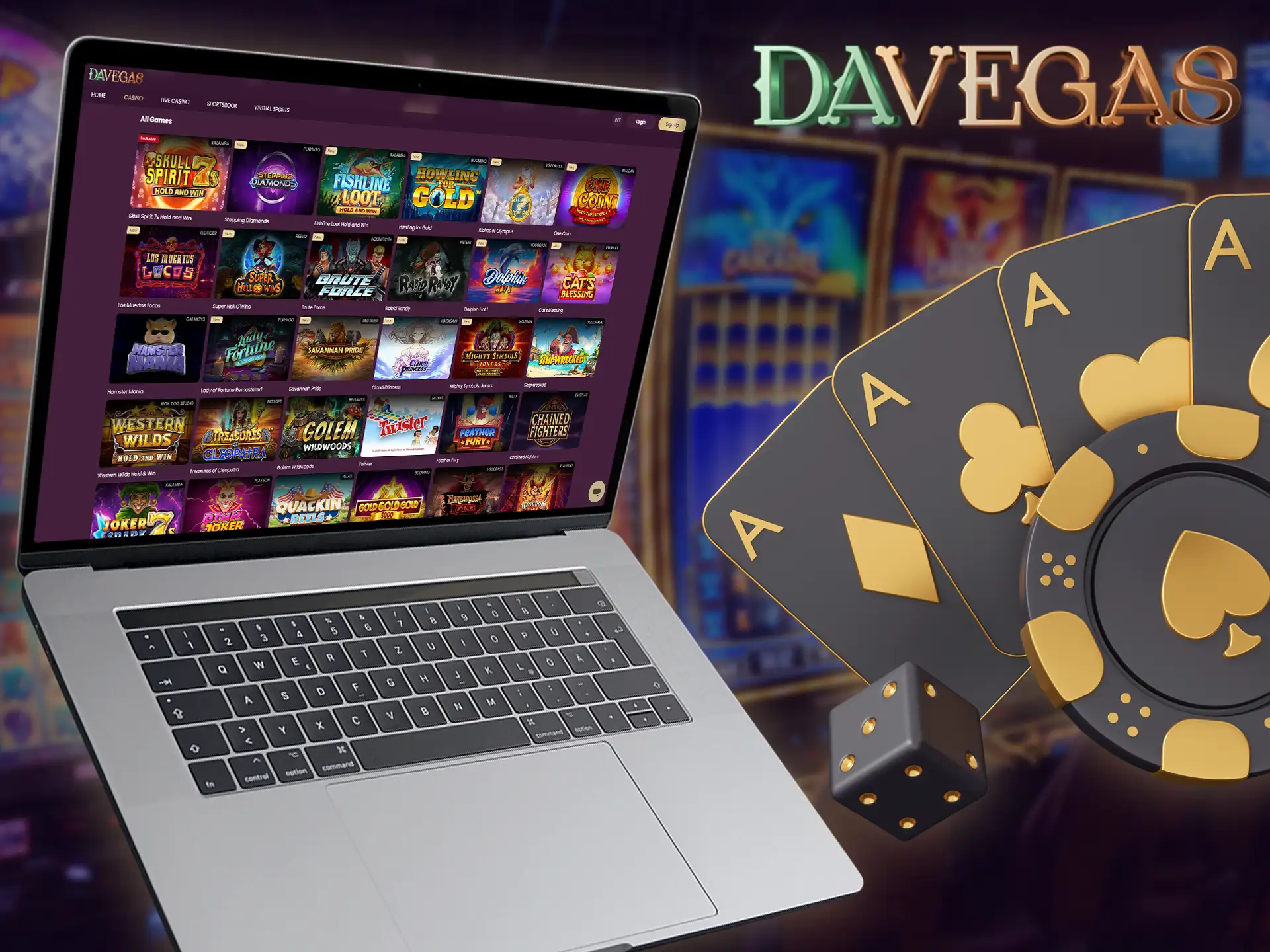 You can enjoy a huge selection of games on the Davegas website.