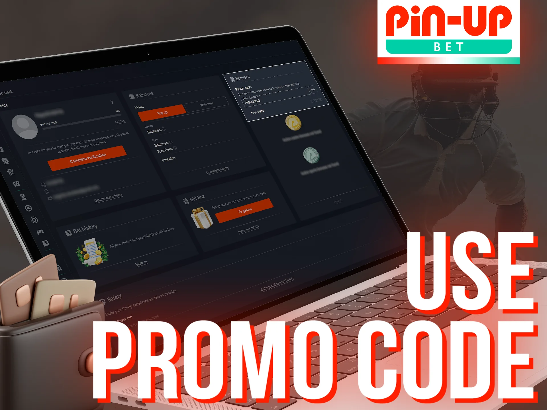 Use these instructions to get the benefits of Pin Up promo code.