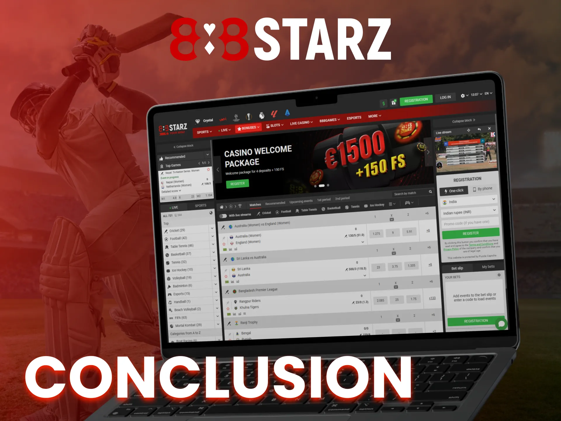 Enjoy casino games and sports betting at 888Starz.