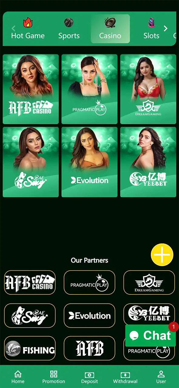 The casino section of the Bajijoy app.