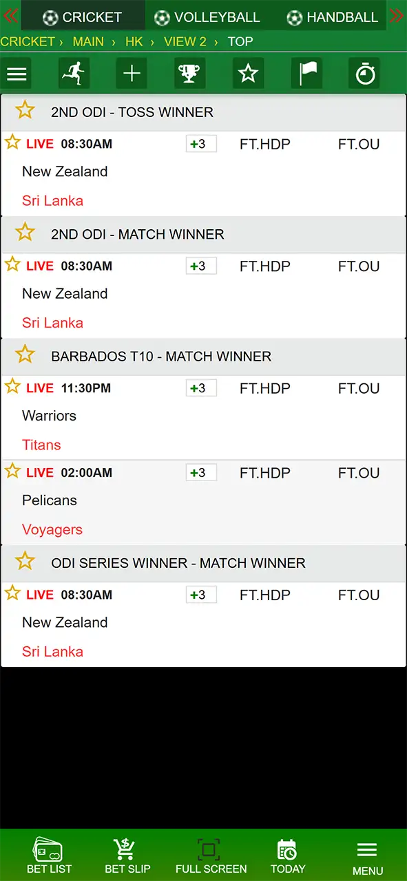 Cricket betting on the Bajijoy app.