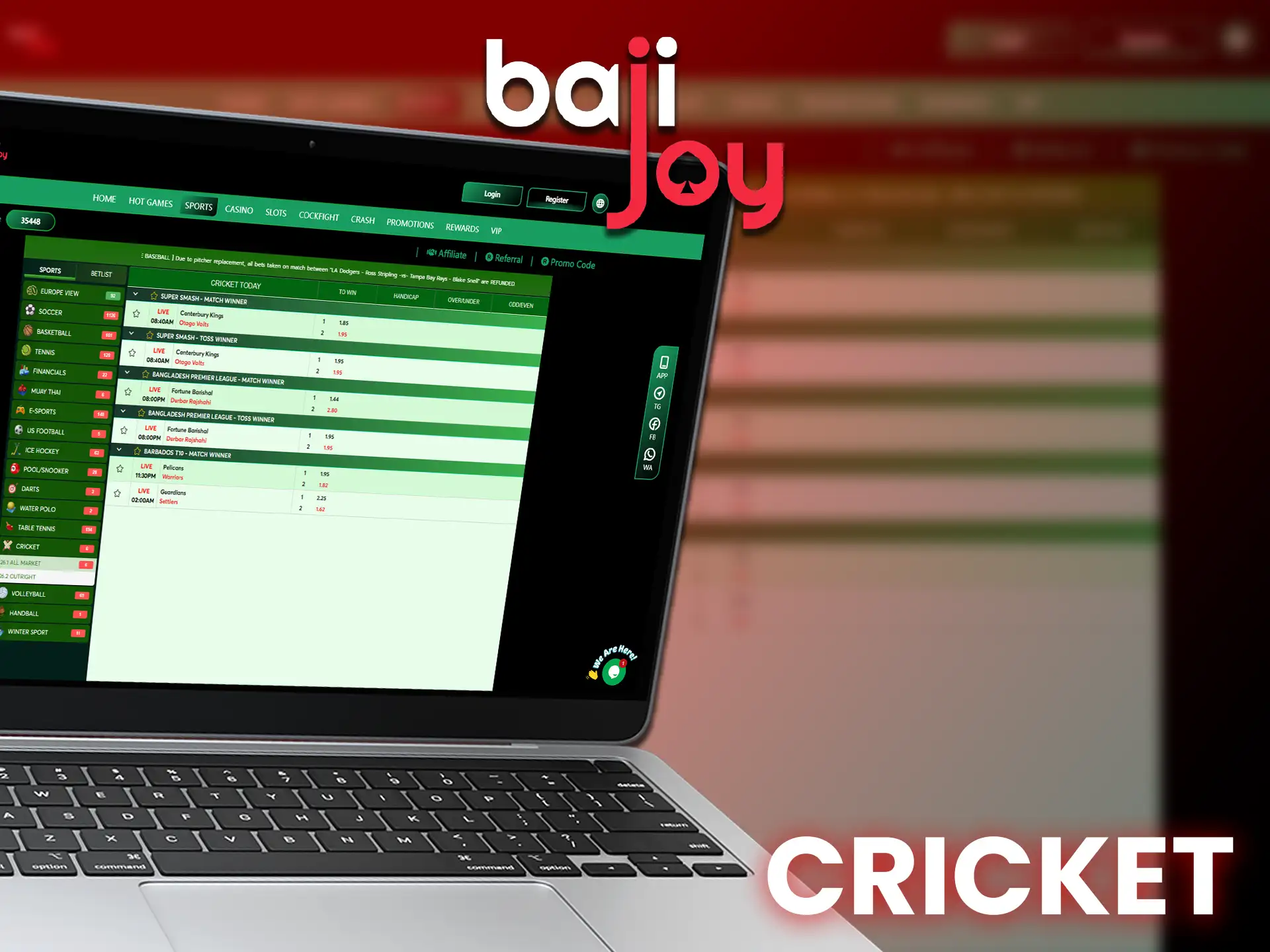 On the Bajijoy platform, you can find the most popular cricket tournaments.