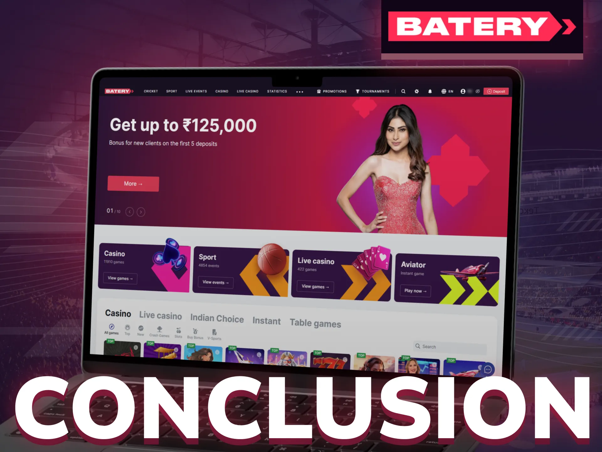 Batery offers a solid gambling platform.