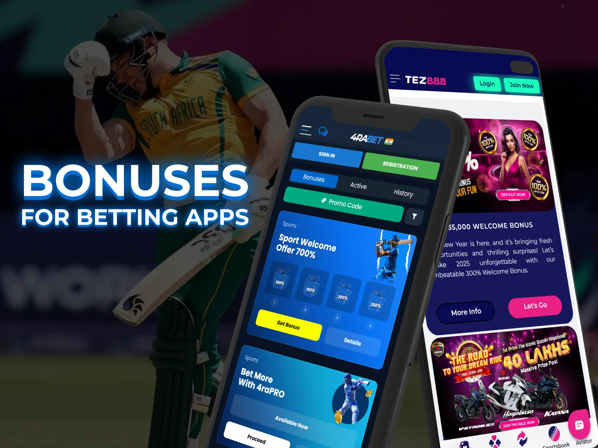 Cricket betting apps offer a wide range of sports bonuses.