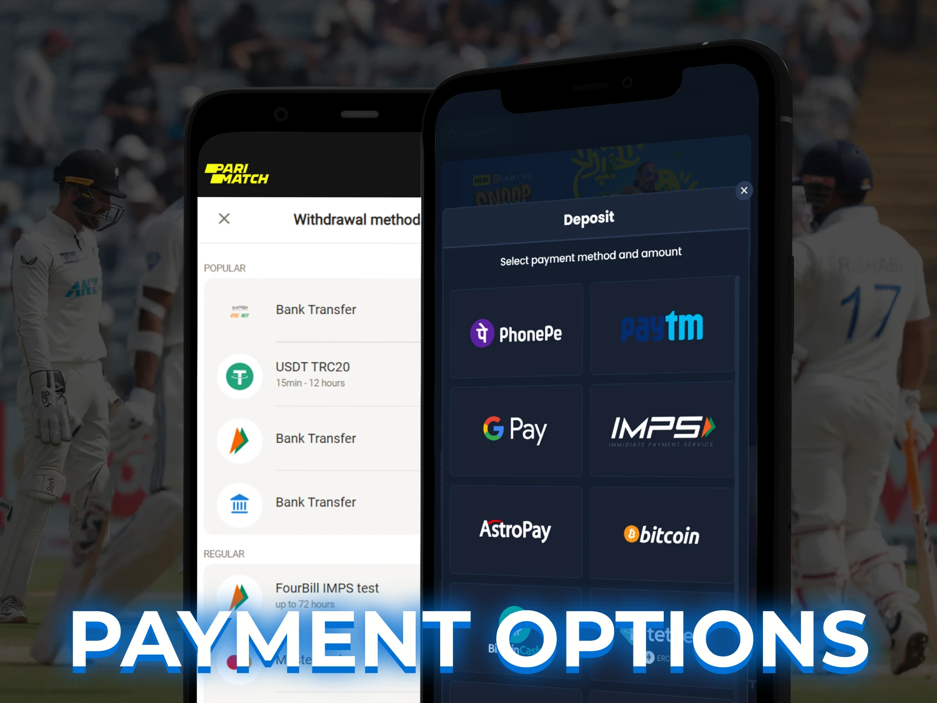 What payments are supported in cricket betting apps in India.