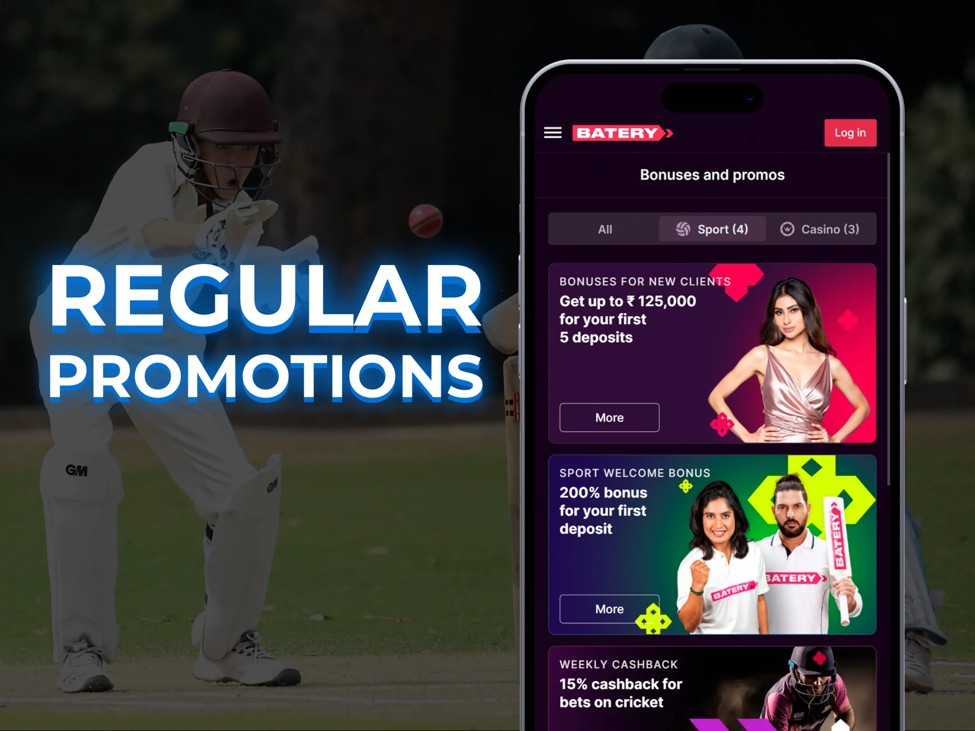 Cricket bonuses and promotions in betting apps.