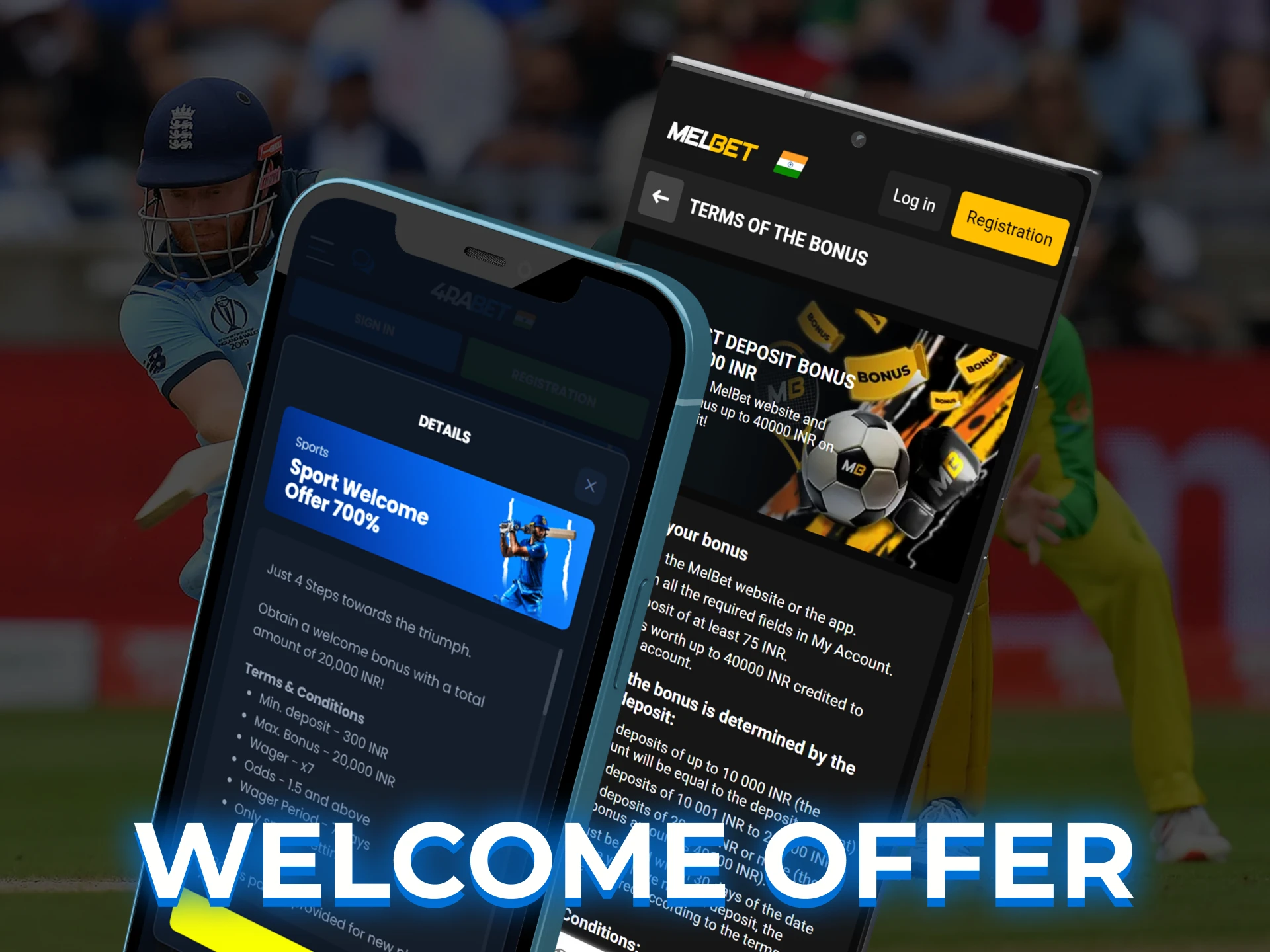 Betting apps with big welcome bonuses on cricket.