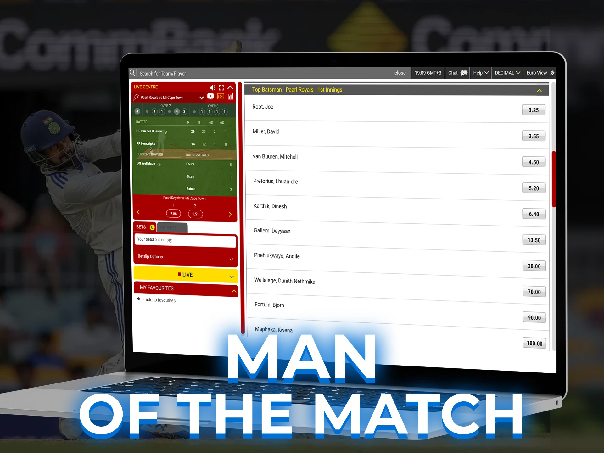 Select the player who will receive the Man of the Match award.