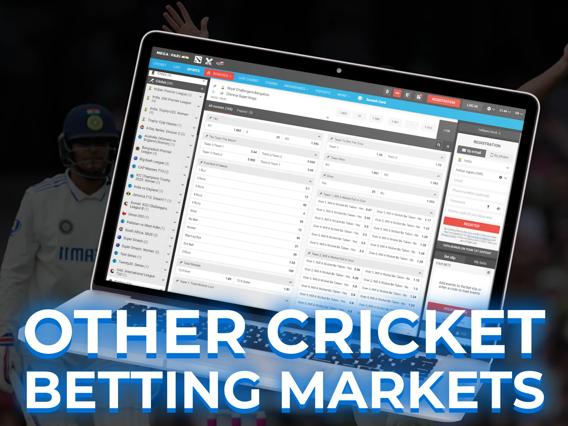 Other cricket betting markets you can explore.