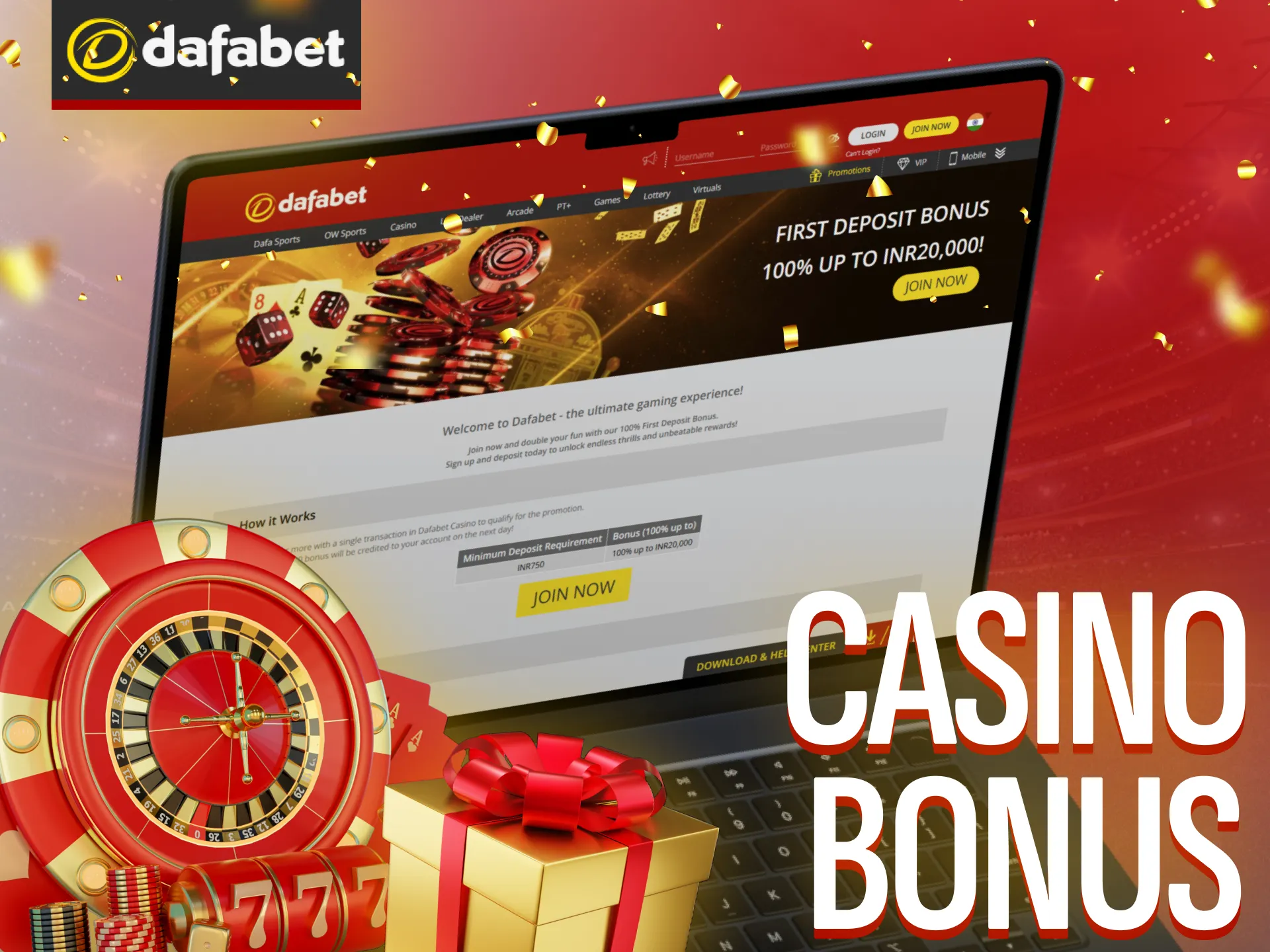 Dafabet casino gives a bonus for new players.