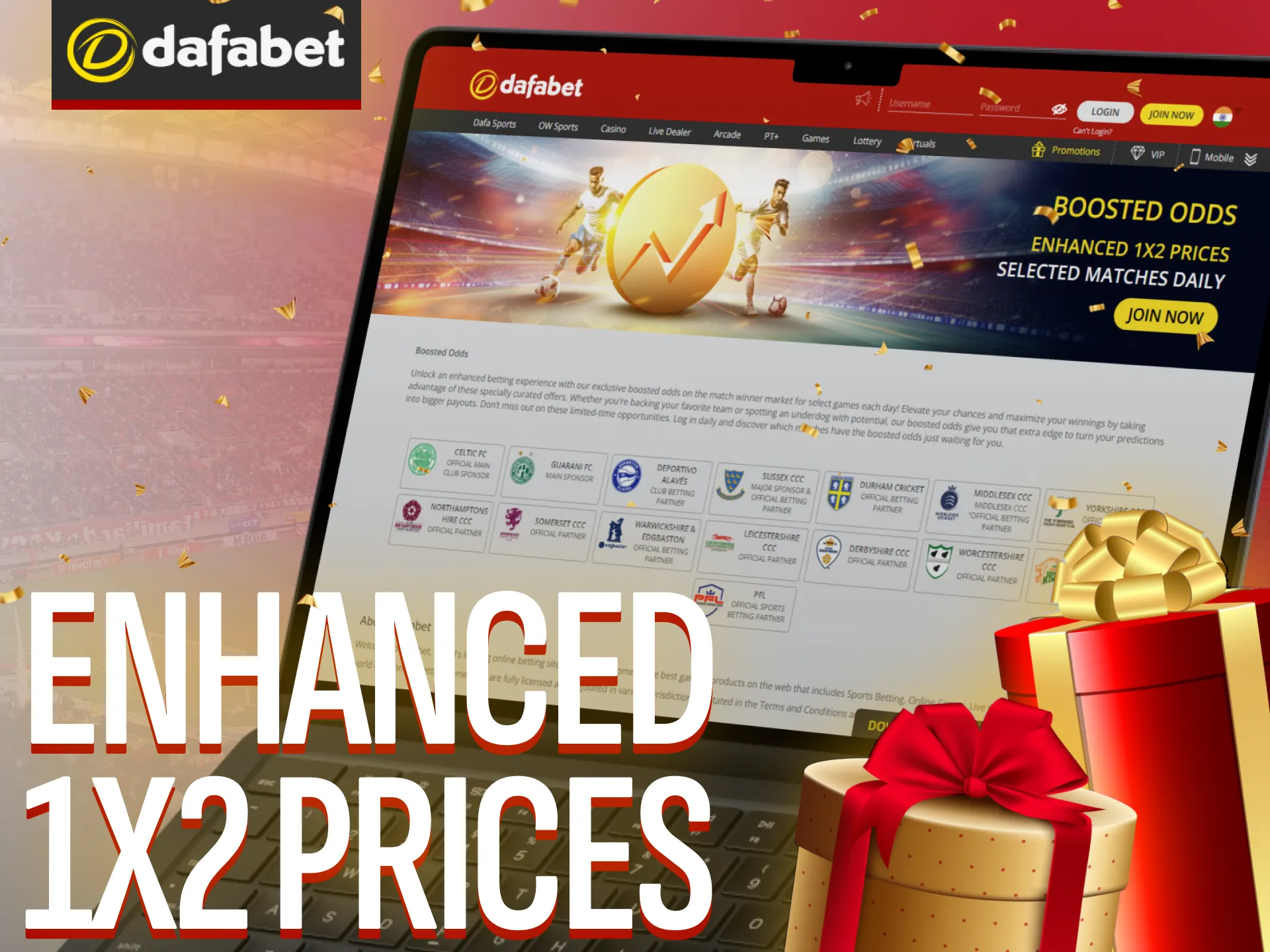 Dafabet offers enhanced odds on select match winners every day.