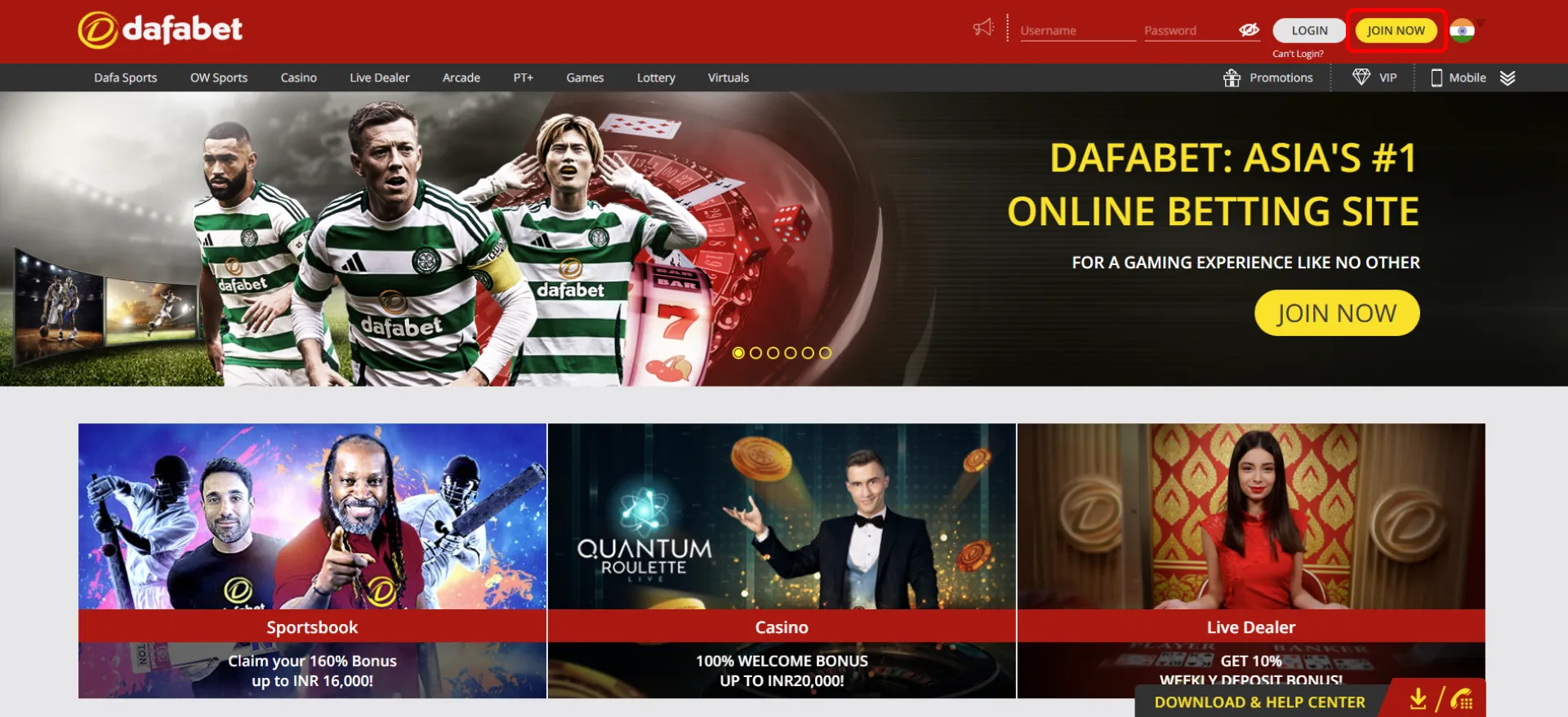 Click on the Join Now button to register with Dafabet.