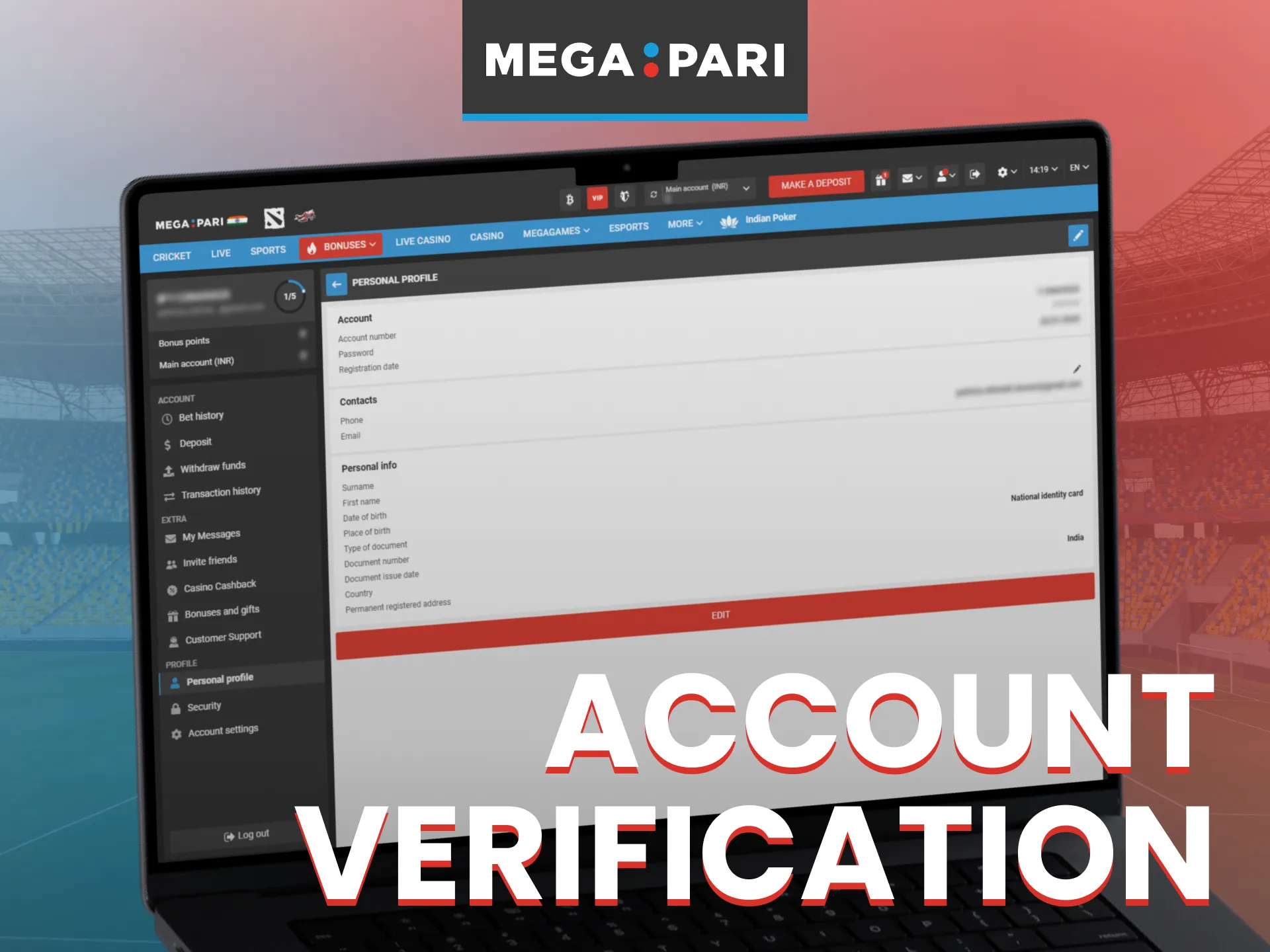 To verify their account on Megapari, users must complete their profile.