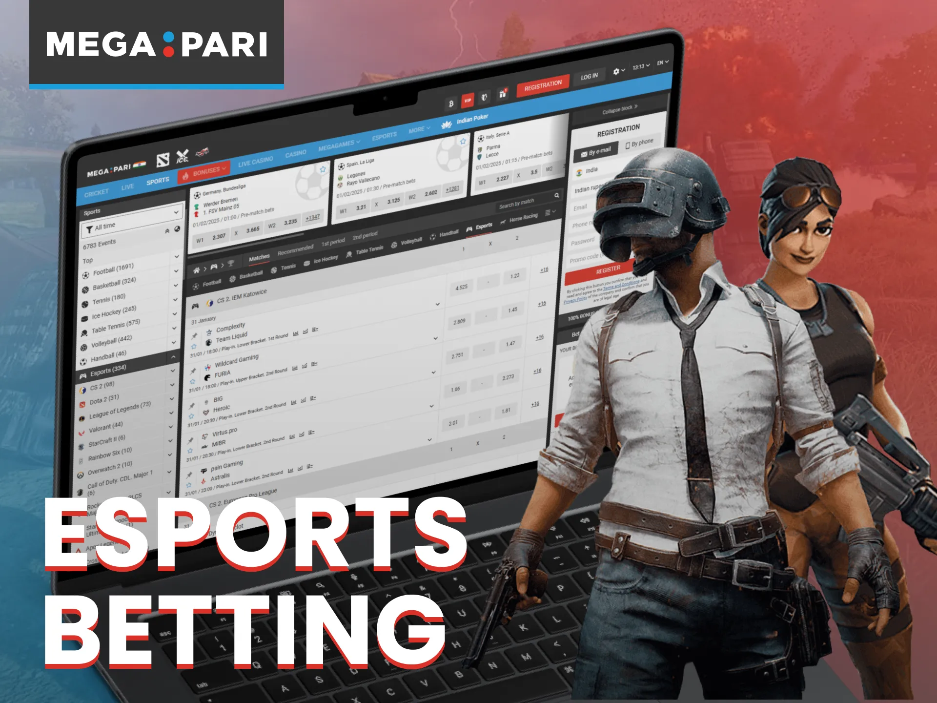 Megapari offers a specialized eSports section.