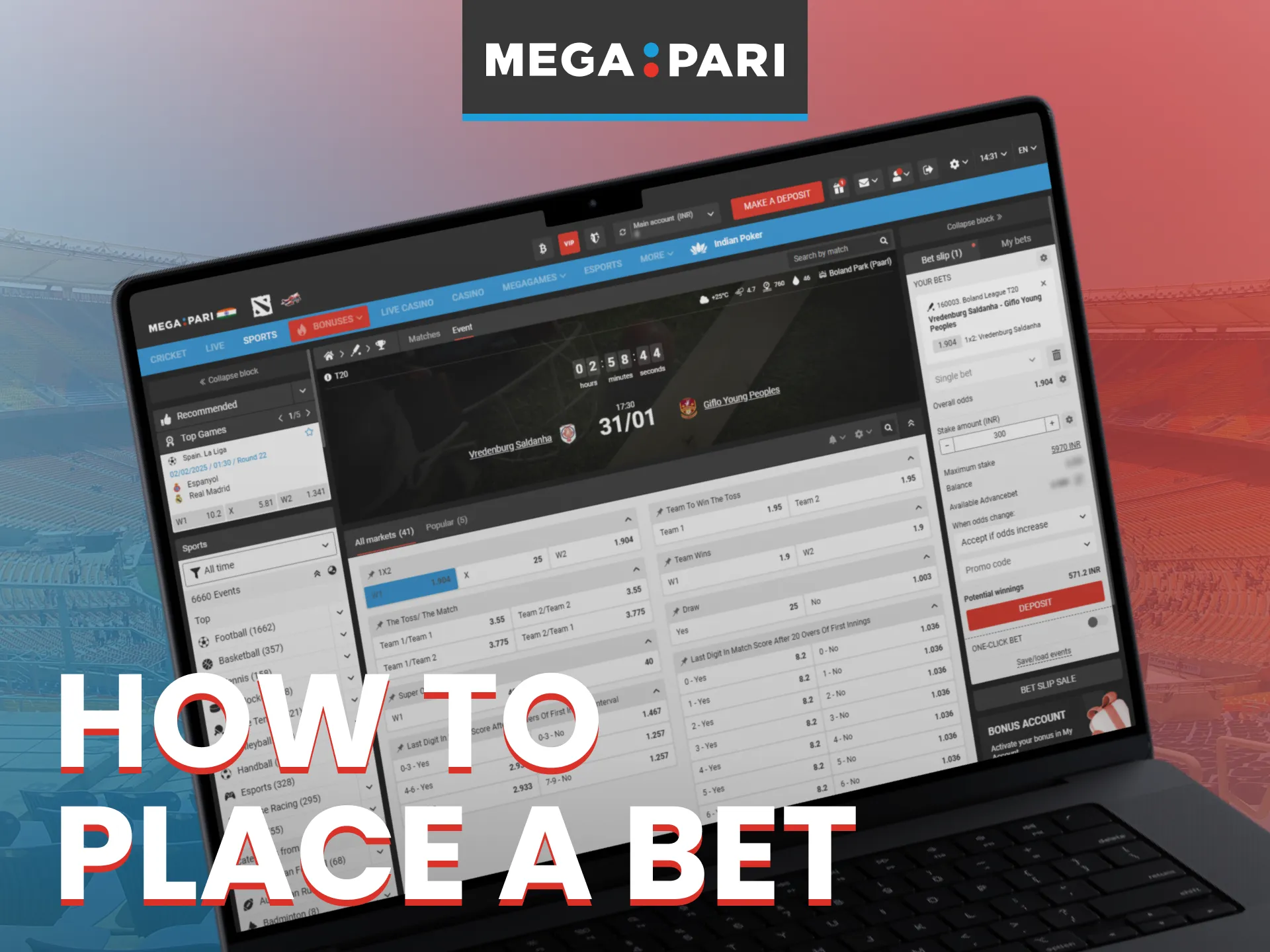 Placing a bet with Megapari is a simple process.