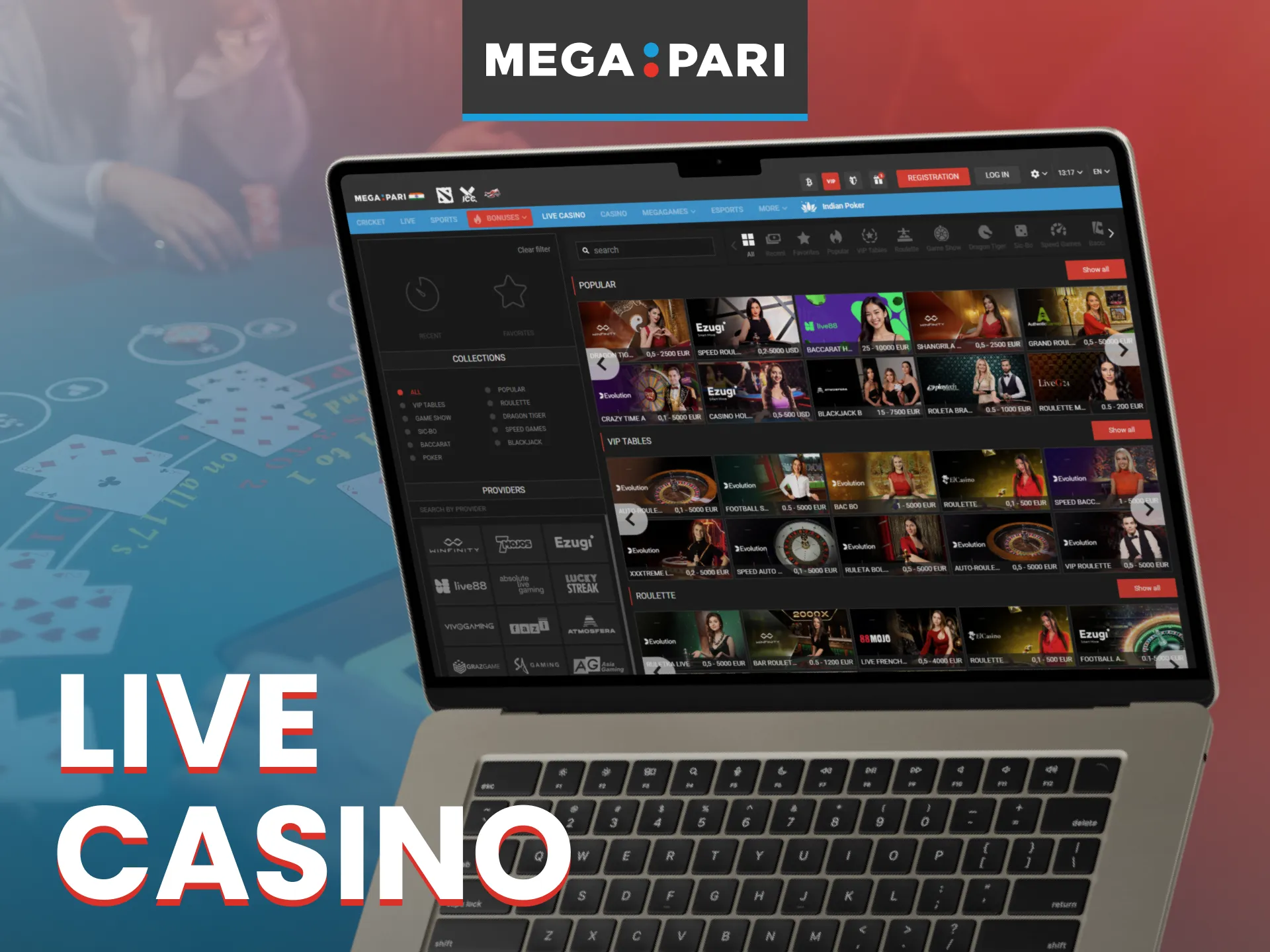 Megapari Live Casino offers a wide variety of live dealer games.