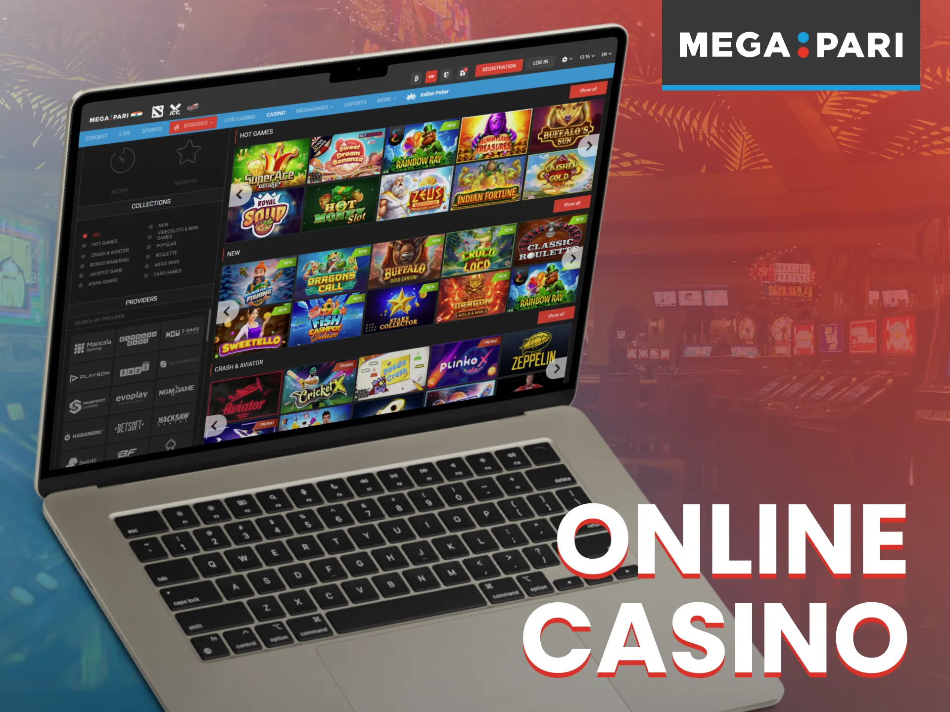 On Megapari, you can play a variety of casino slot games.