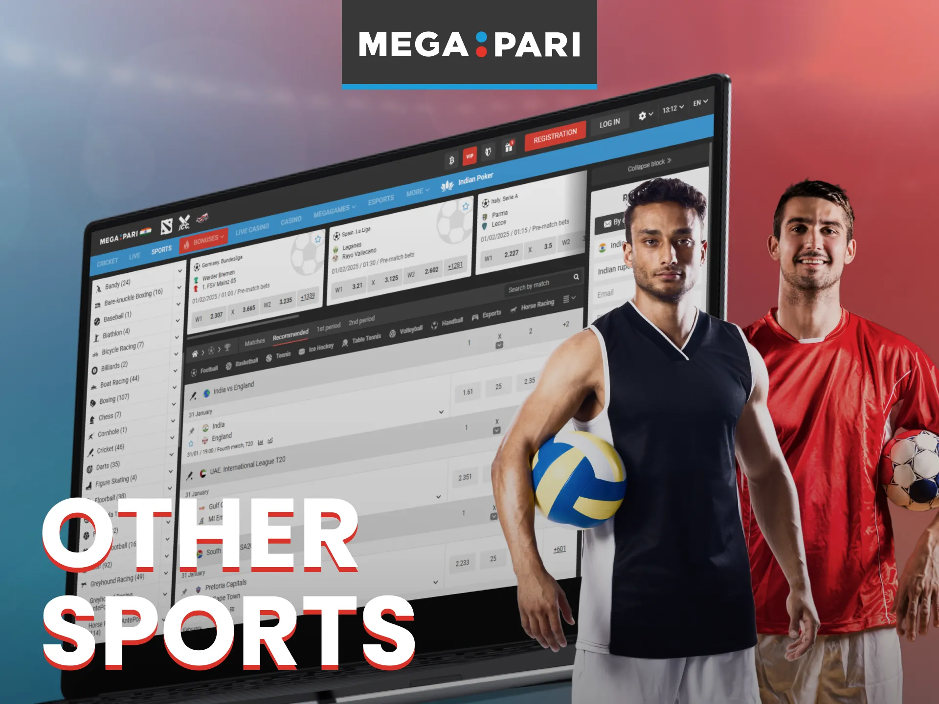 Megapari offers customers a wide range of sports to bet on.