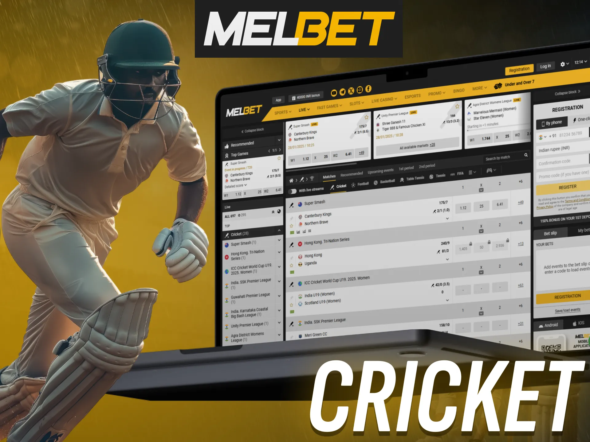 Cricket betting is a widely embraced activity on MelBet in India.