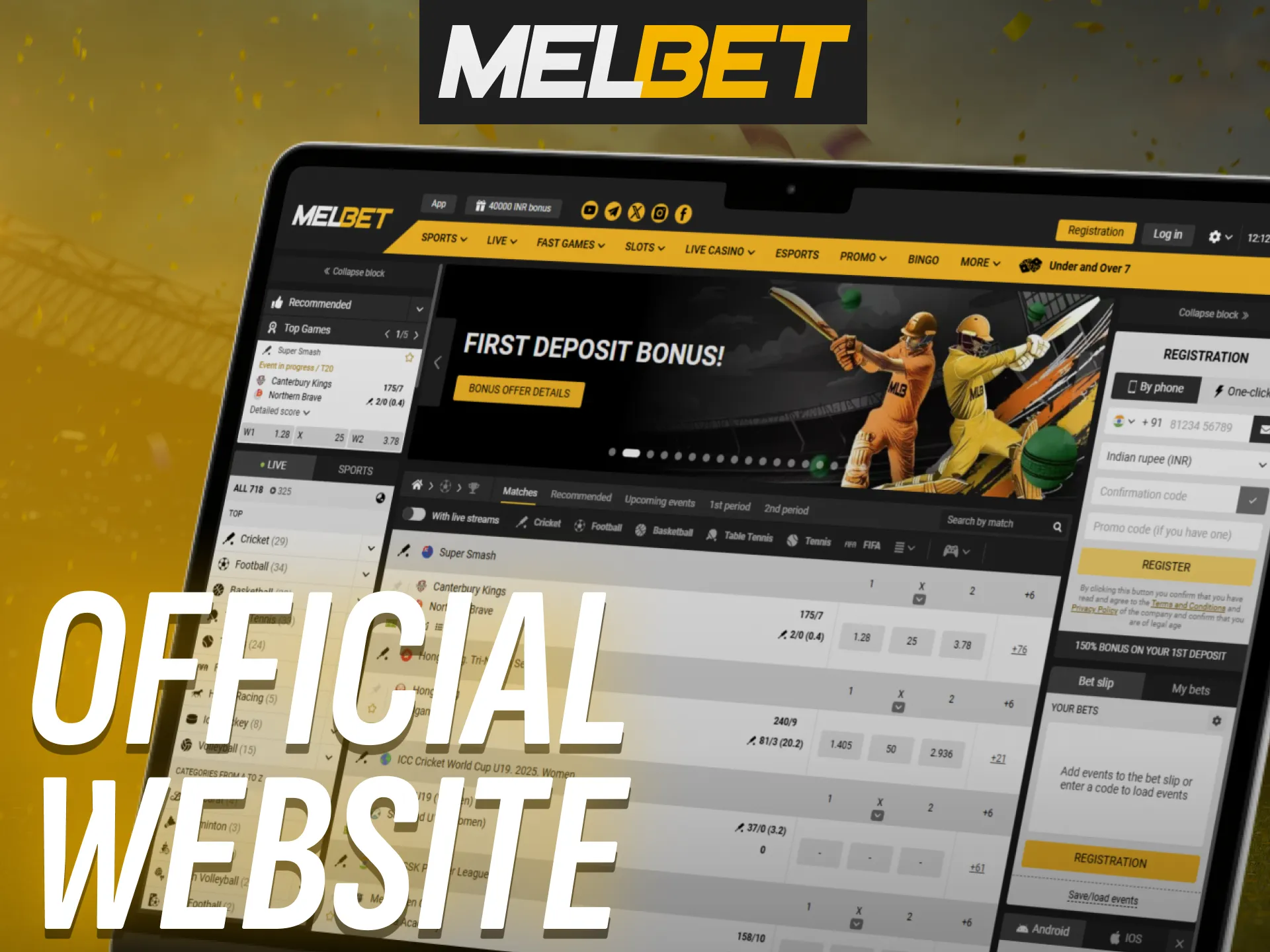 Play casino games and place bets on sports on the Melbet official website in India.