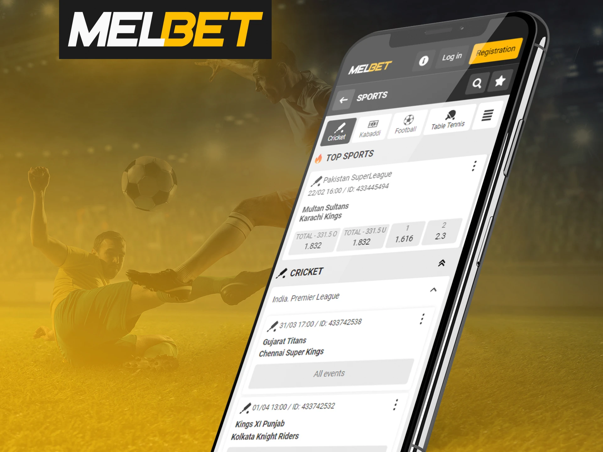 Visit Melbet website from any mobile device.