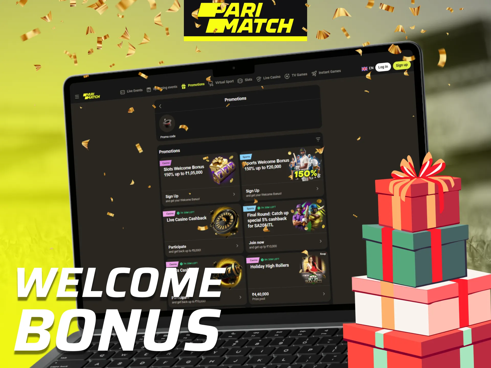 Parimatch offers a welcome bonus for new customers.