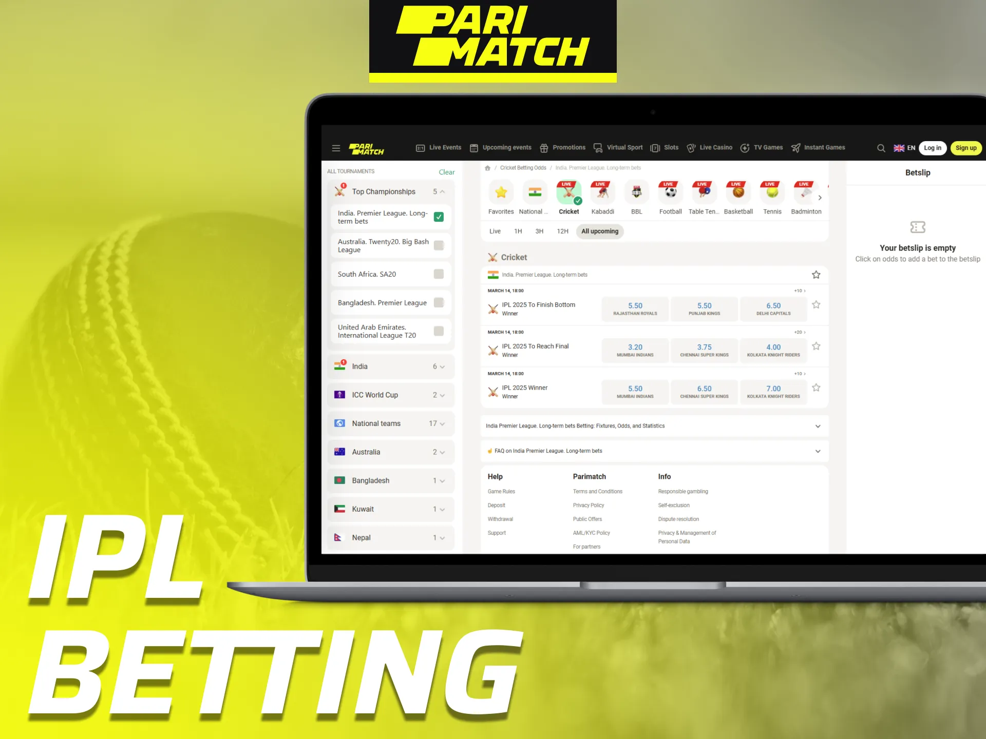 Bet on the Indian Premier League matches with Parimatch.