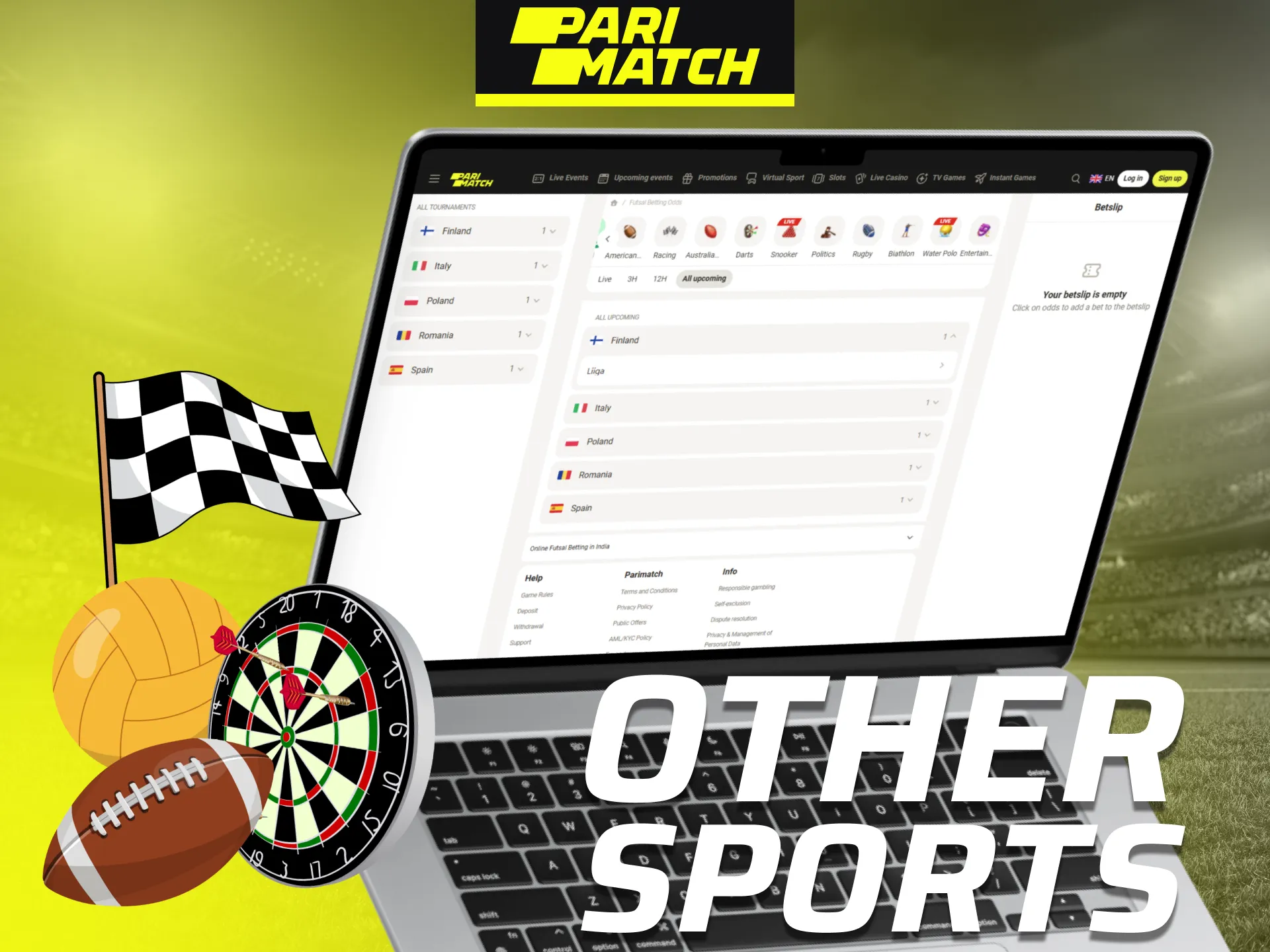 At Parimatch you can place bets on a wide range of sports.