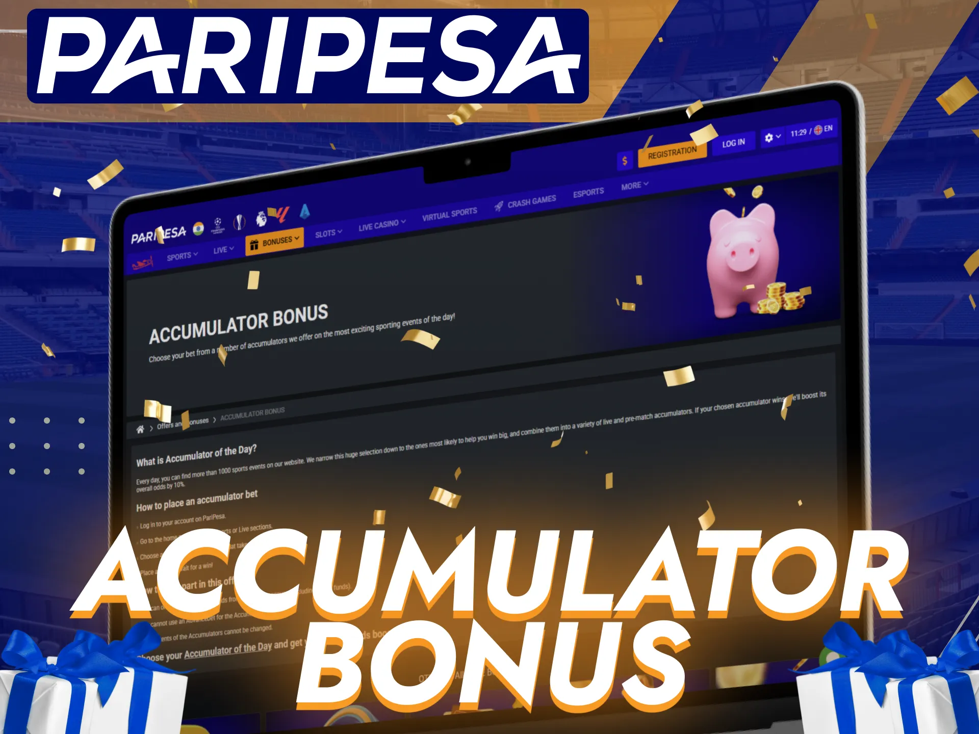 Paripesa offers an Accumulator Bonus that enhances the chances of winning.