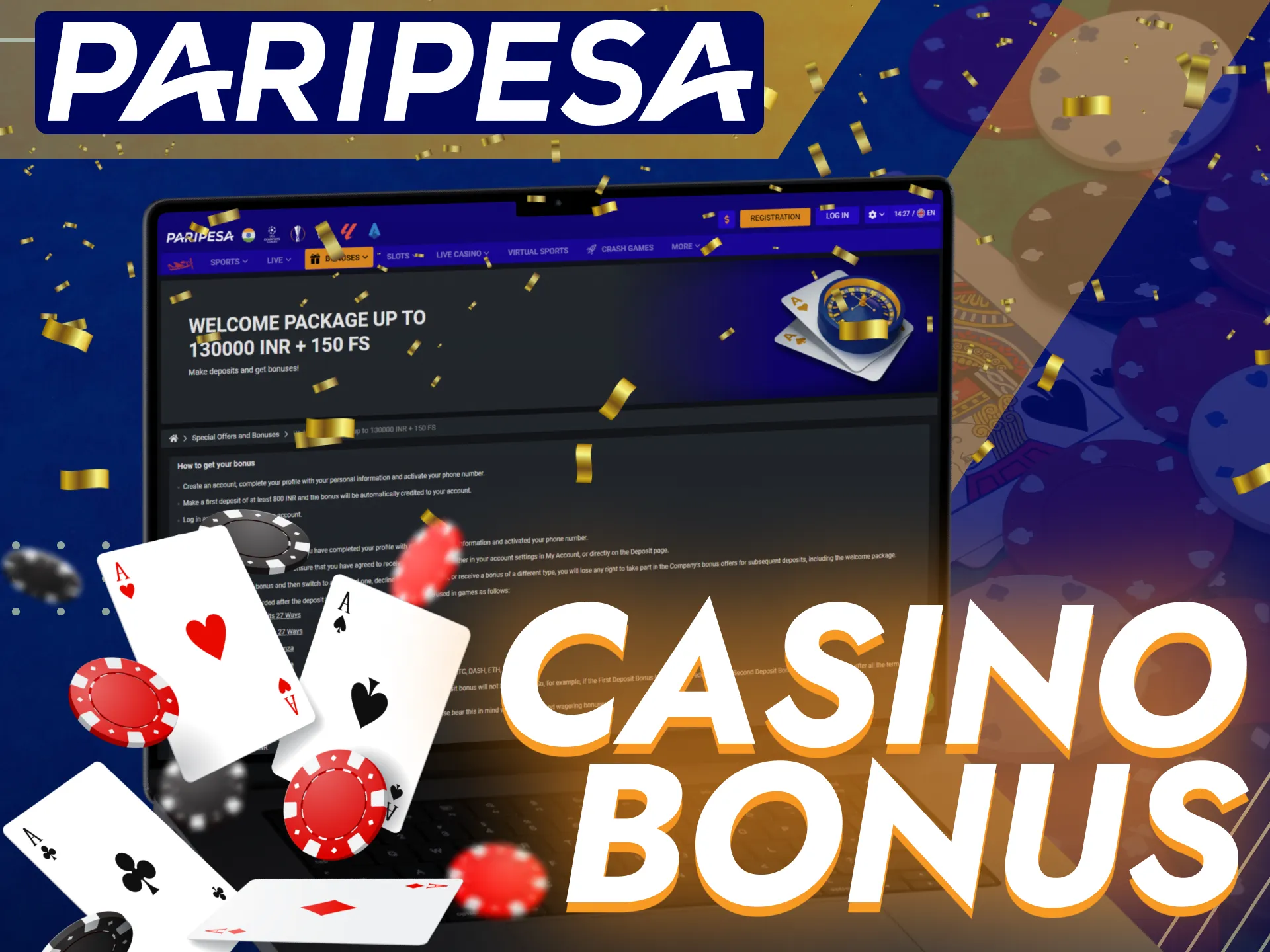 Paripesa offers a welcome bonus for casino players.